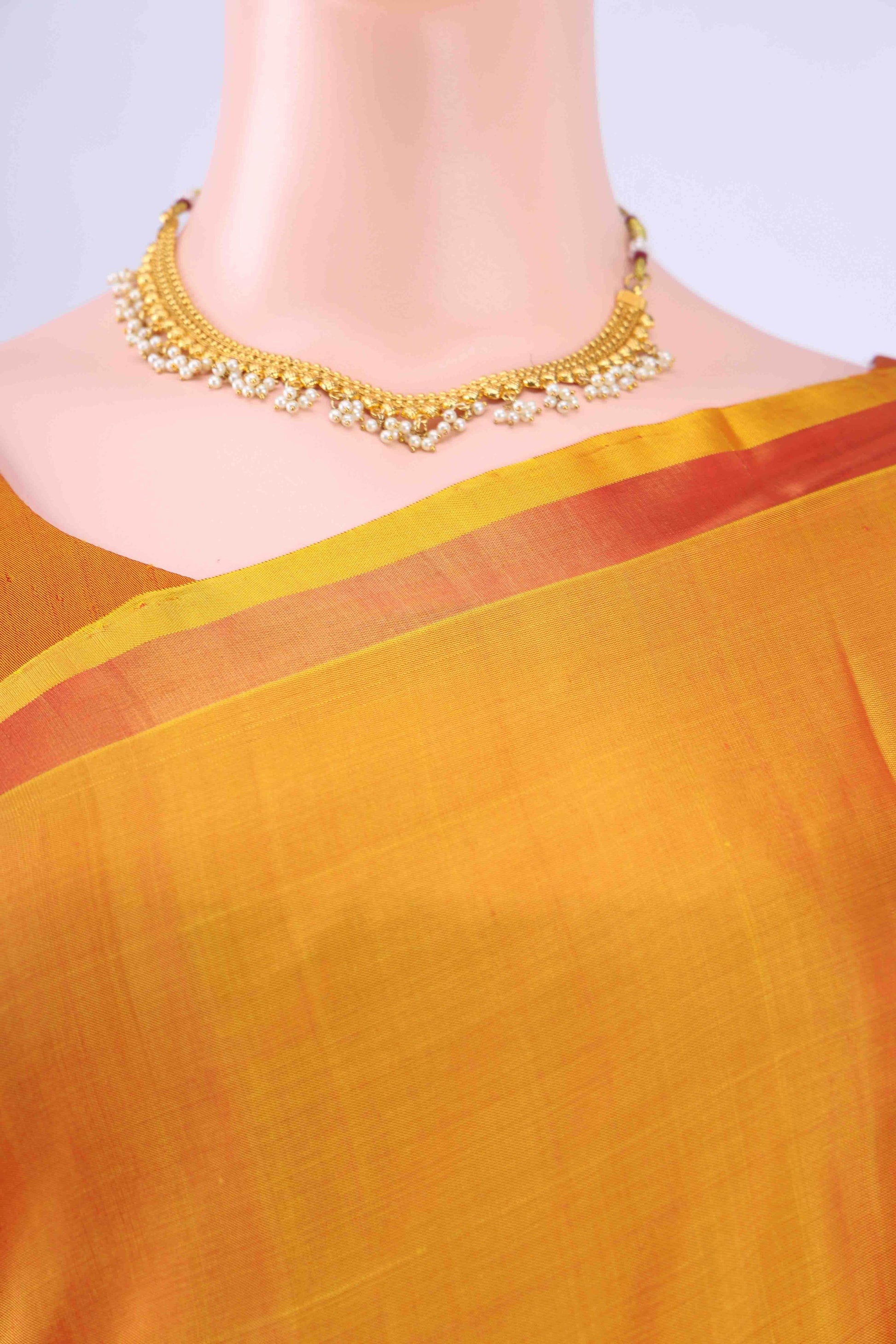 Pinkish Yellow Uppada Silk Saree