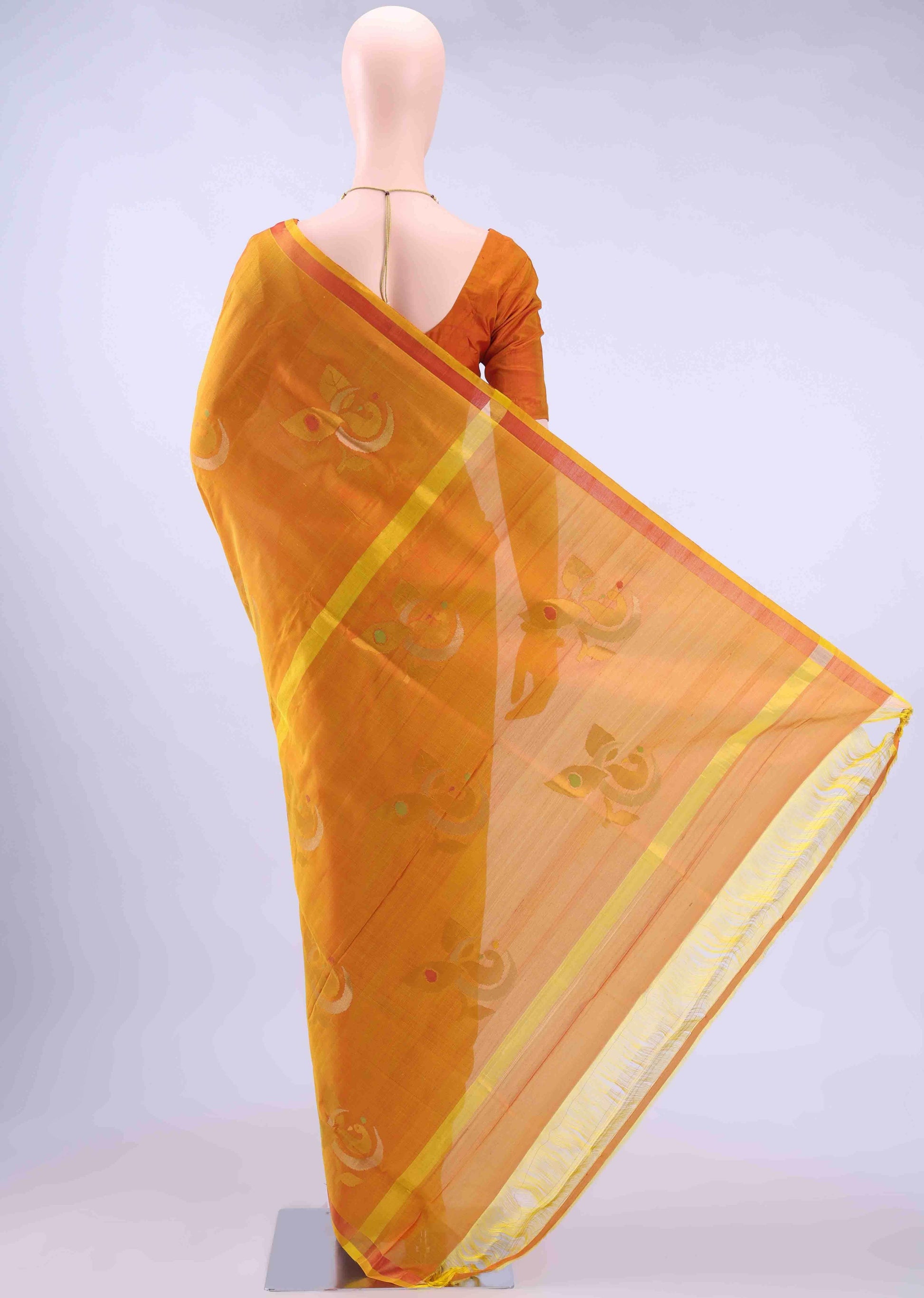 Pinkish Yellow Uppada Silk Saree