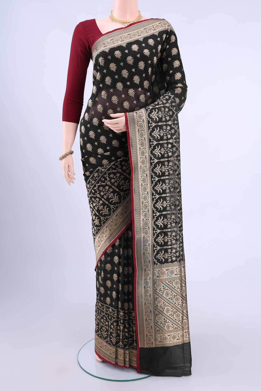 Black Banarasi Silk Saree