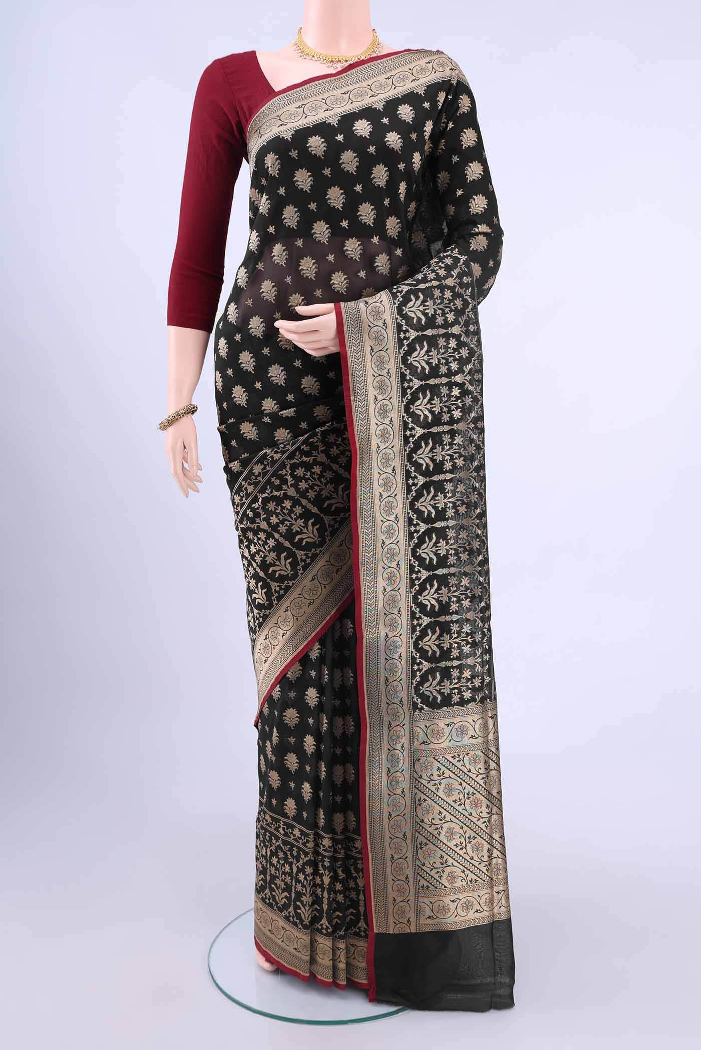 Black Banarasi Silk Saree