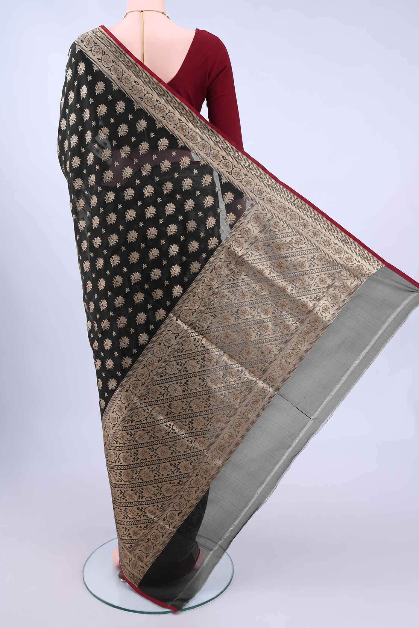 Black Banarasi Silk Saree