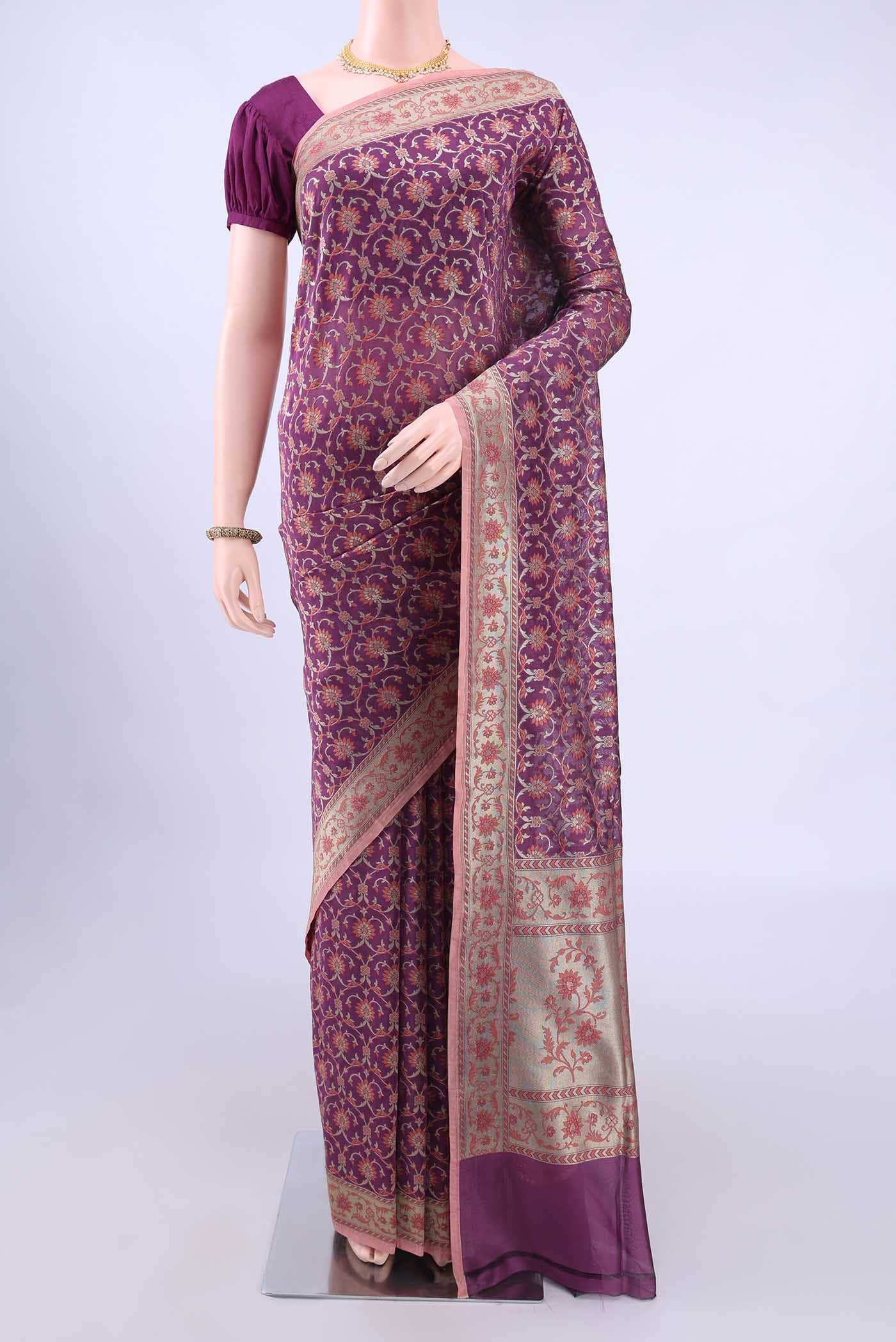 Purple Banarasi Silk Saree