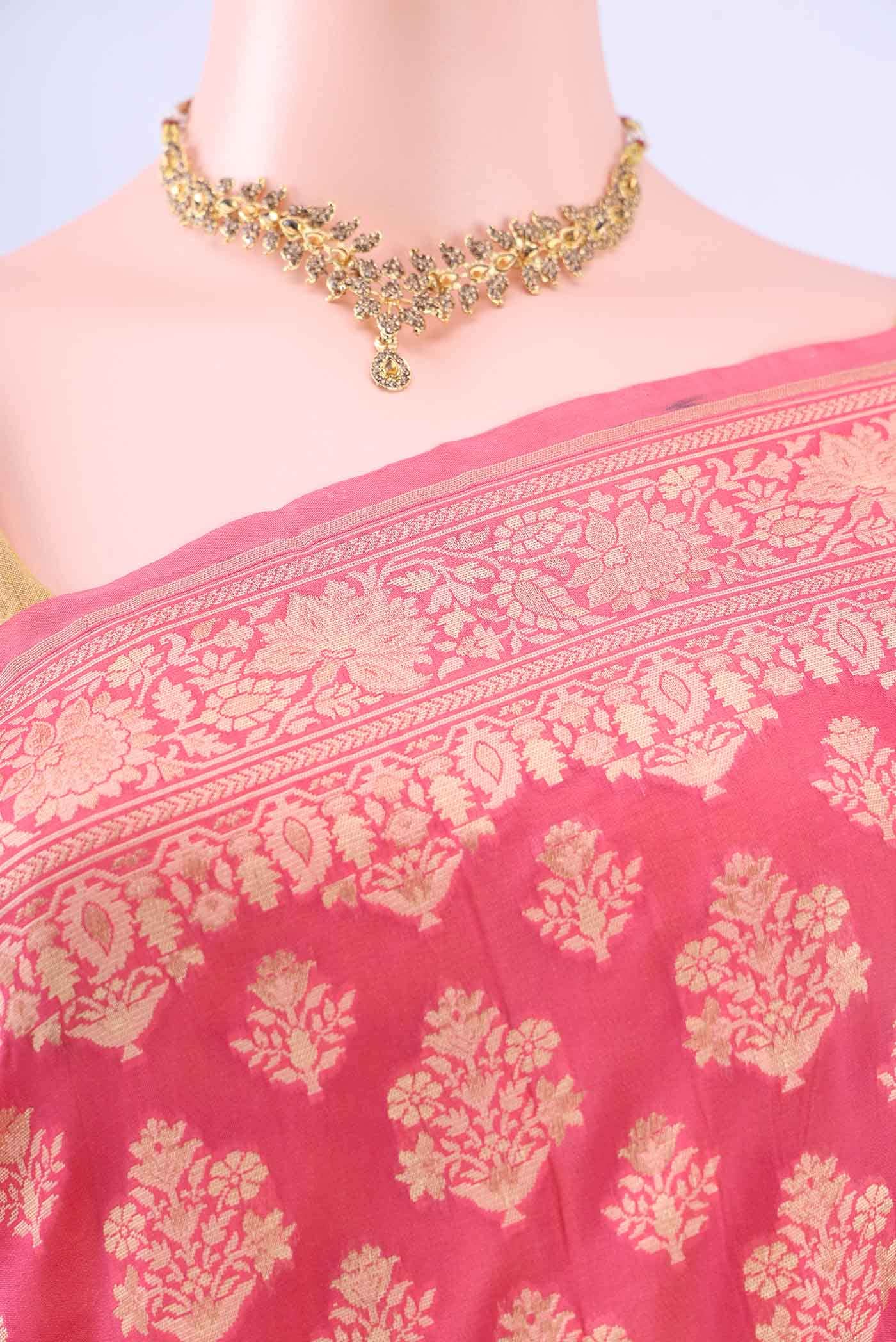 Peach Banarasi Silk Saree