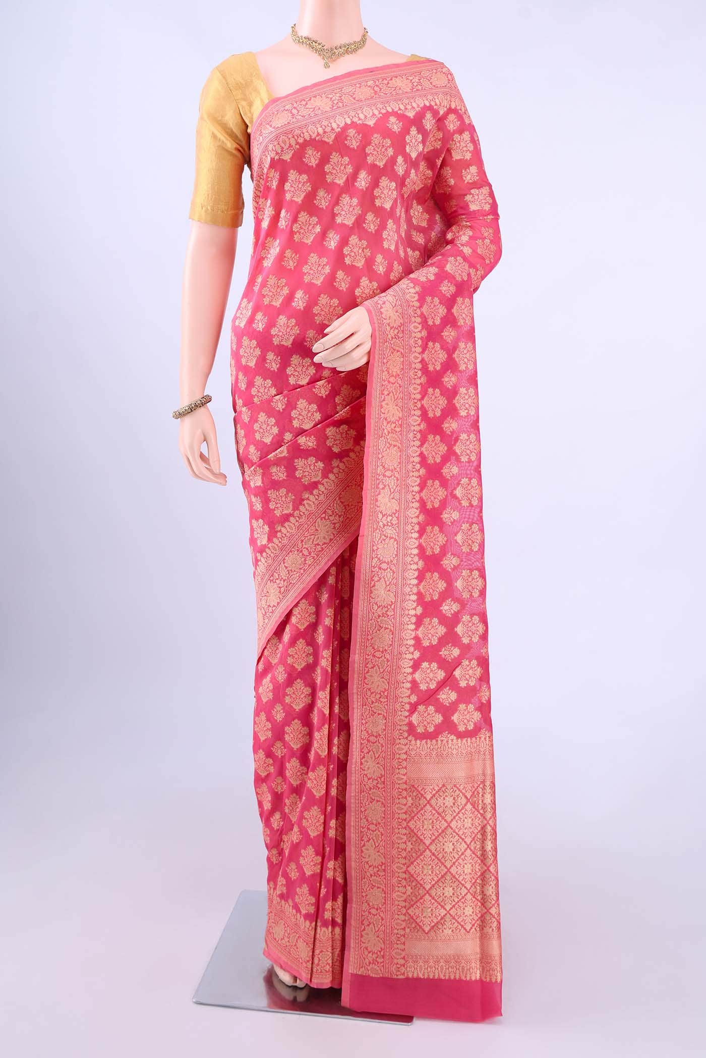 Peach Banarasi Silk Saree