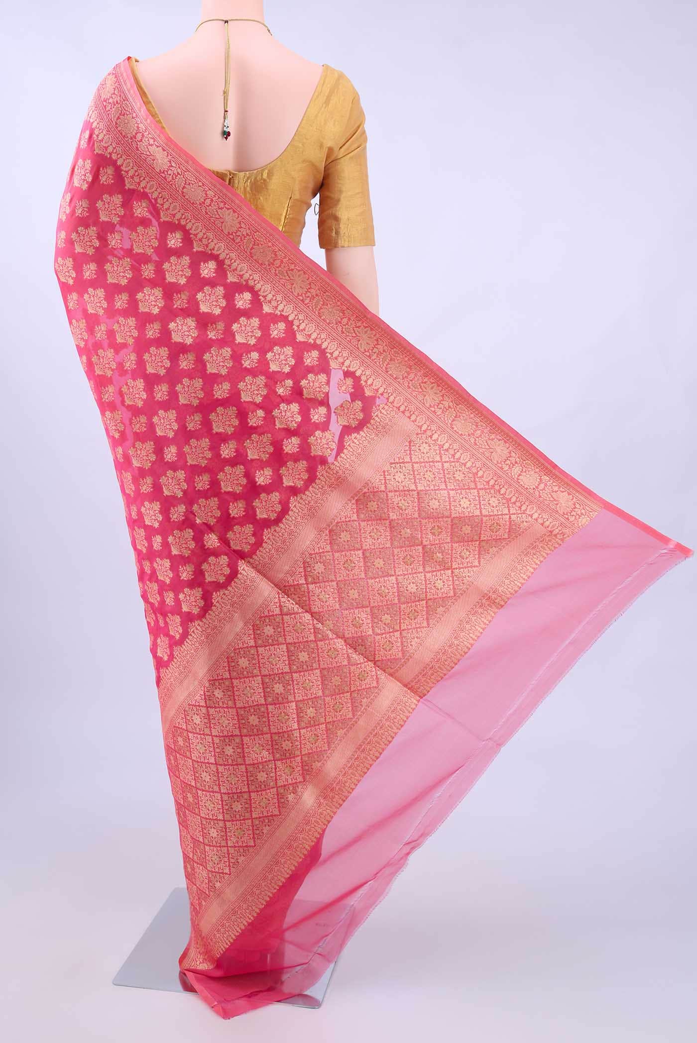 Peach Banarasi Silk Saree