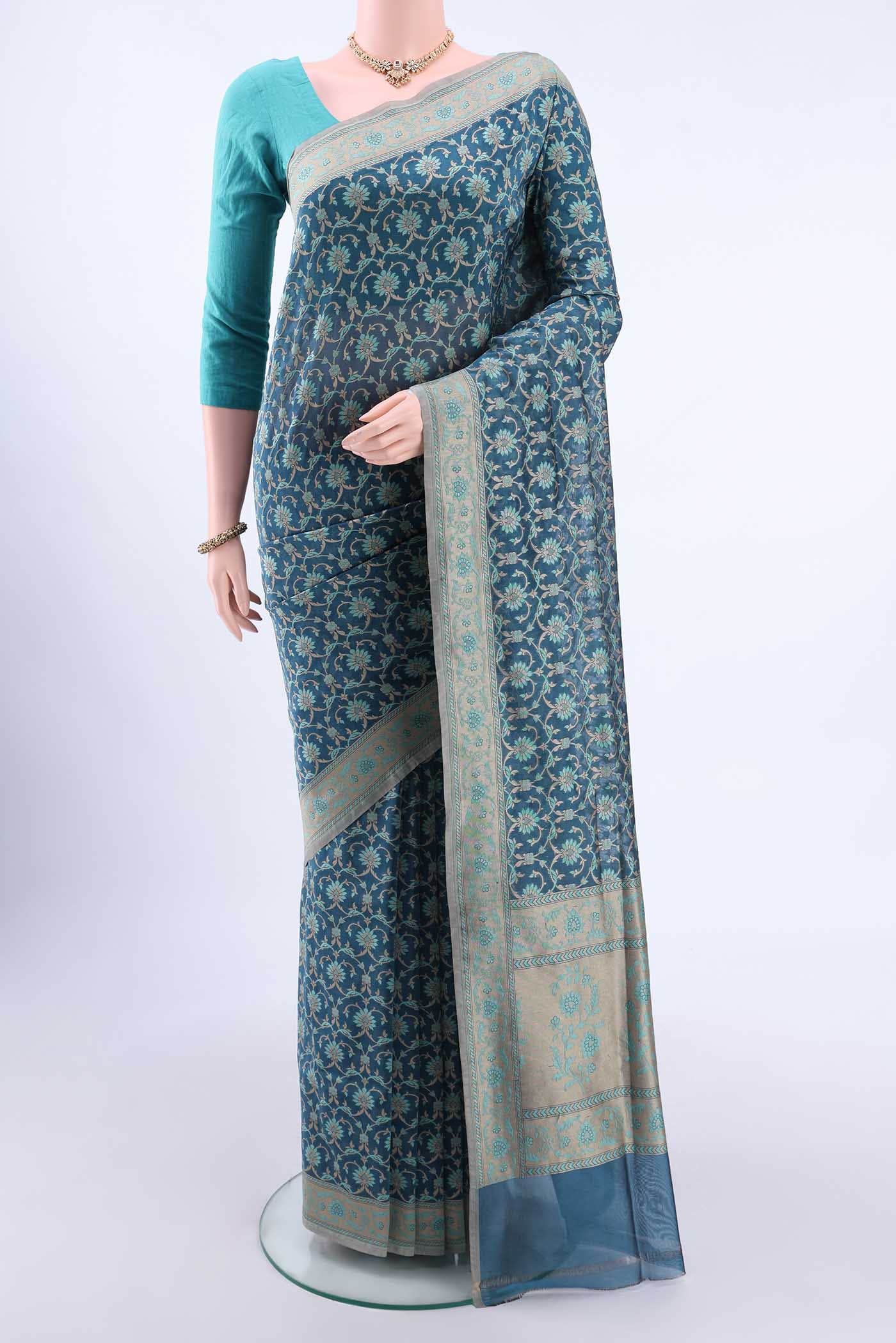 Blue Banarasi Silk Saree