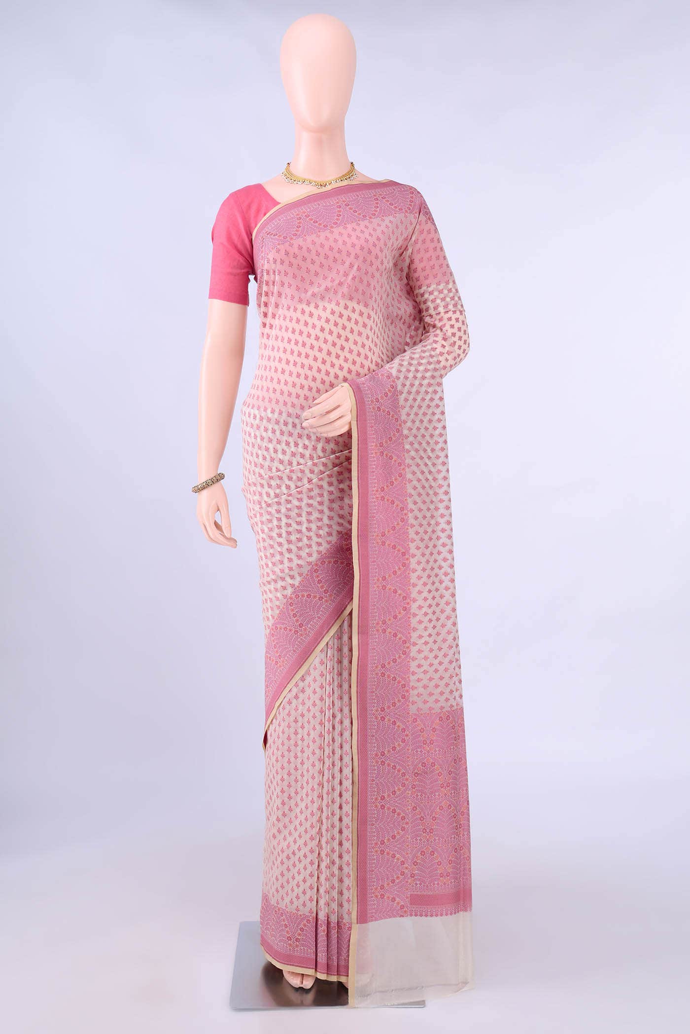 Beige Banarasi Silk Saree