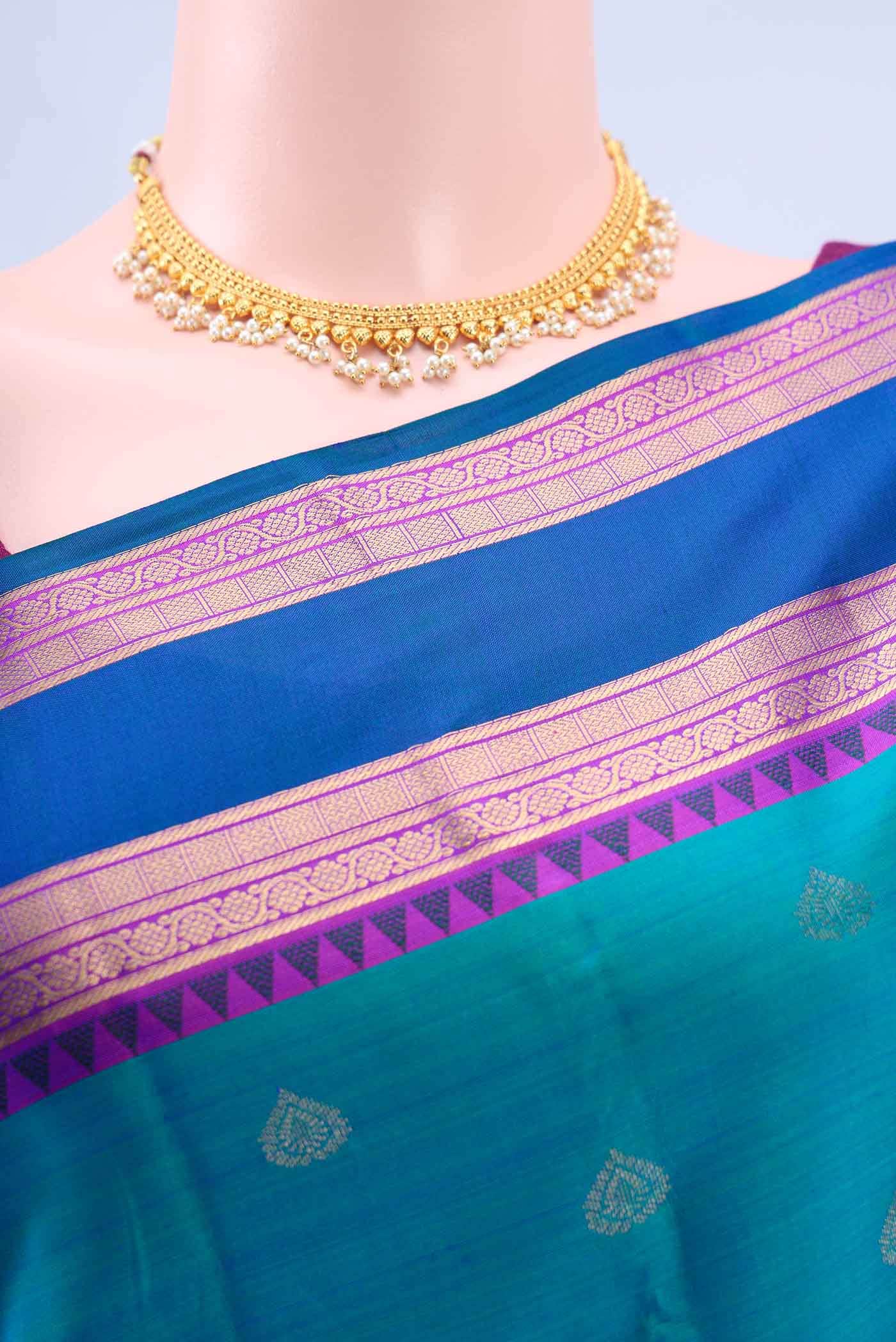 Dark Blue Dual Tone Nangavalli Silk [ Salem ] Saree