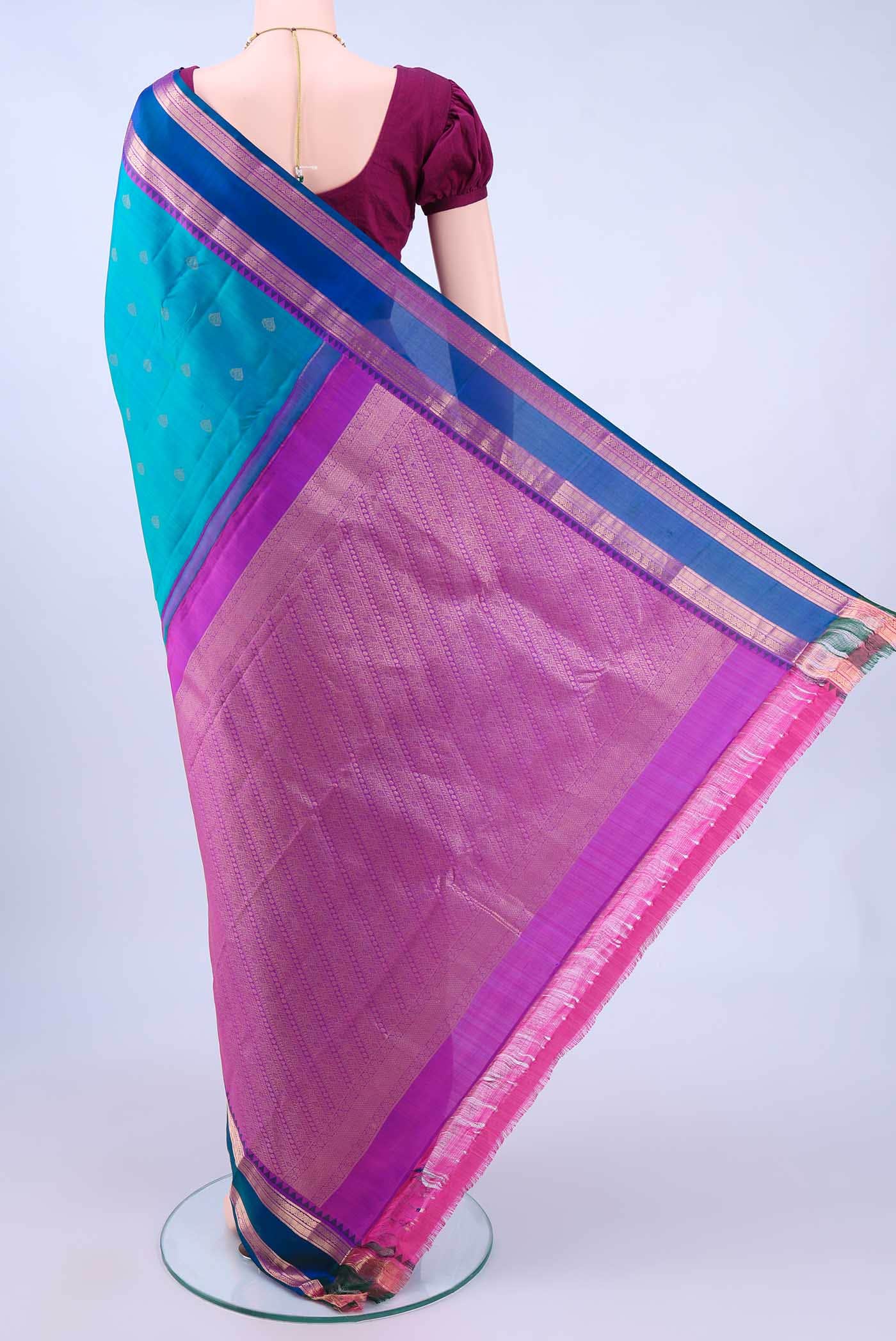 Dark Blue Dual Tone Nangavalli Silk [ Salem ] Saree