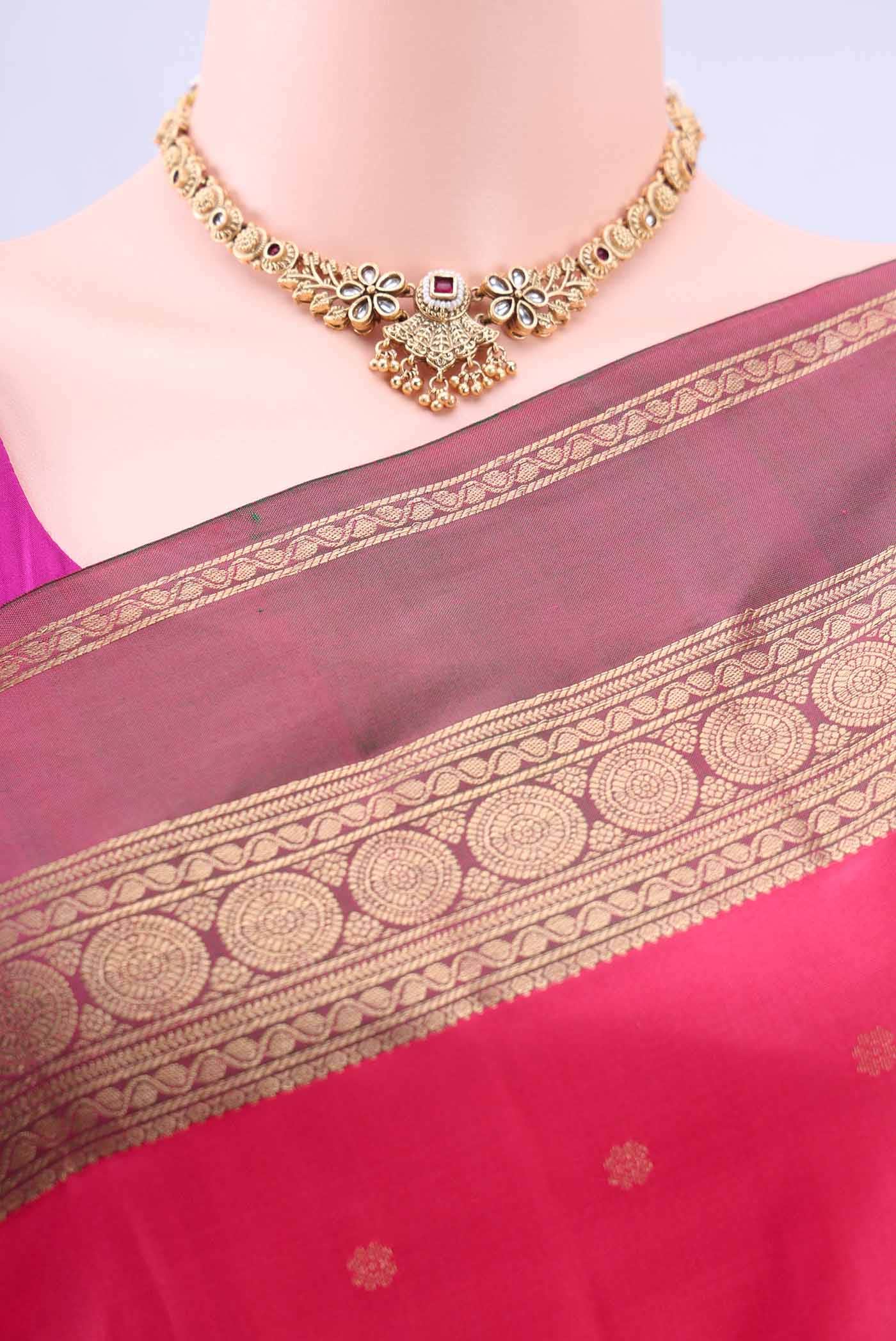 Dark Pink Dual Tone Nangavalli Silk [ Salem ] Saree