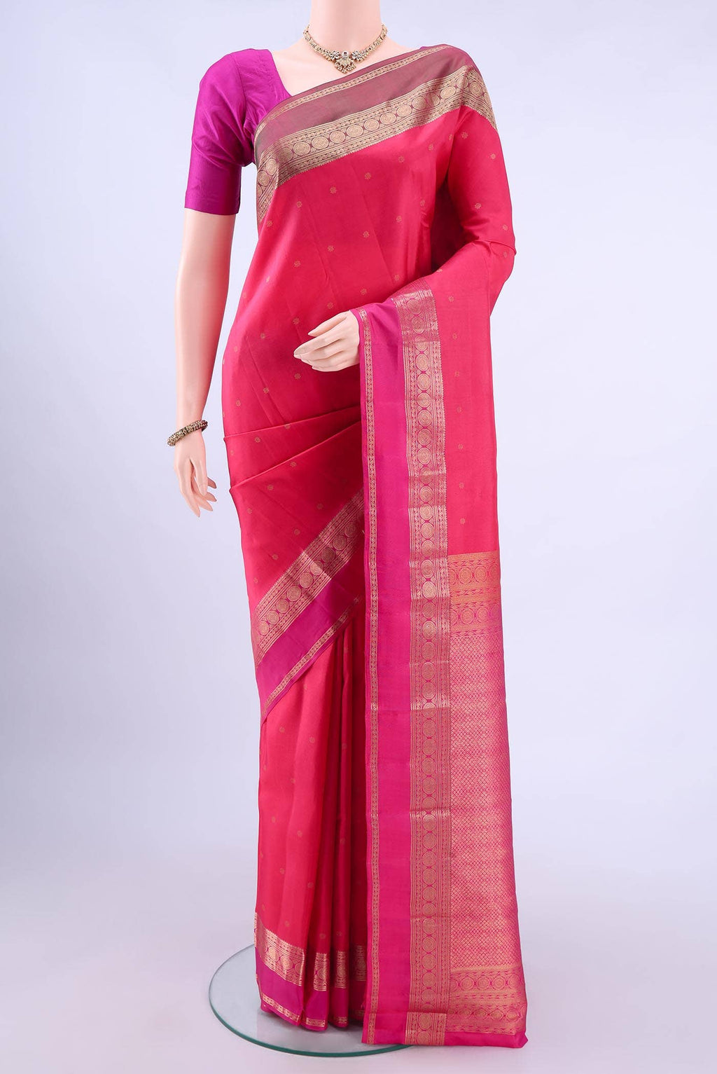 Dark Pink Dual Tone Nangavalli Silk [ Salem ] Saree