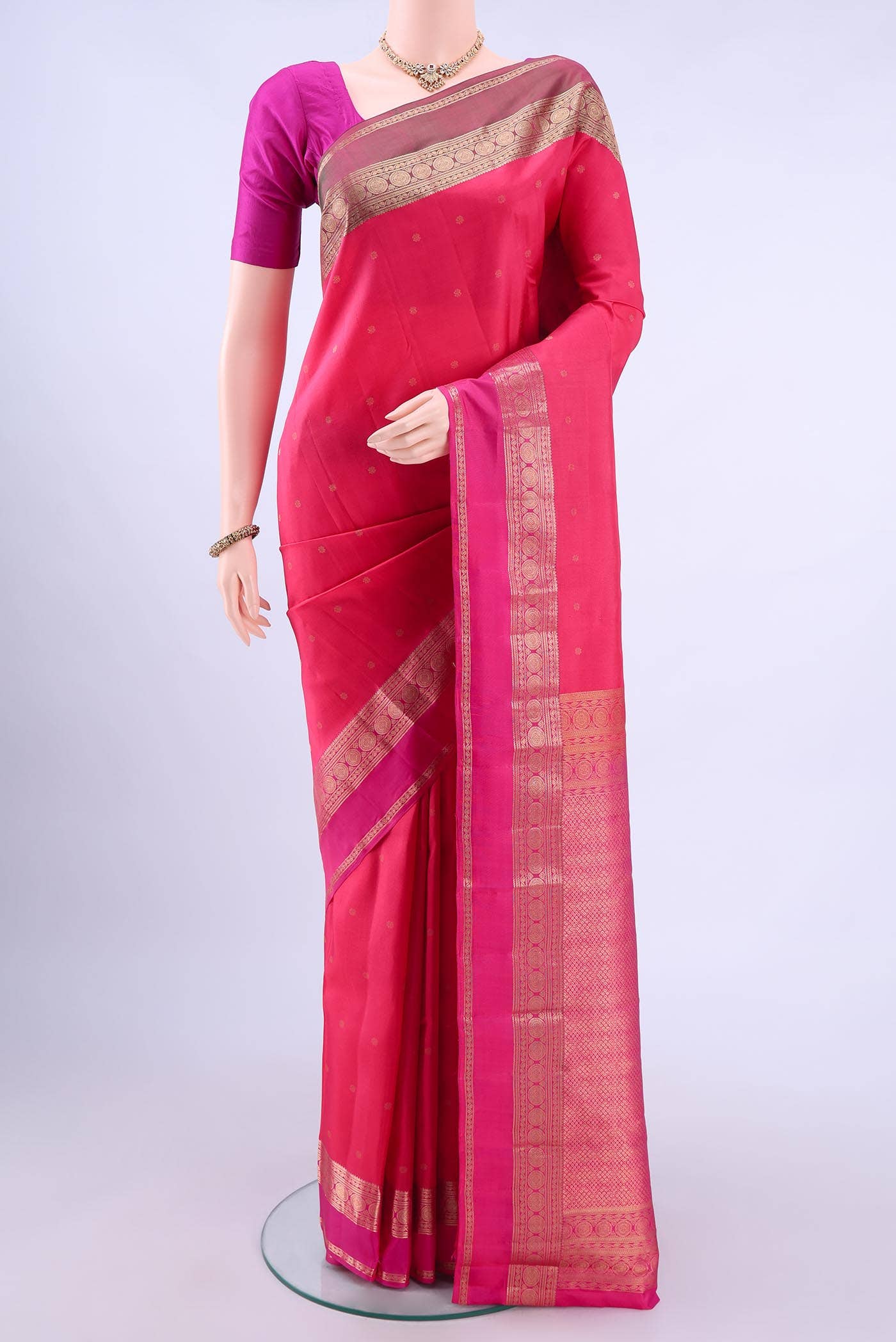 Dark Pink Dual Tone Nangavalli Silk [ Salem ] Saree