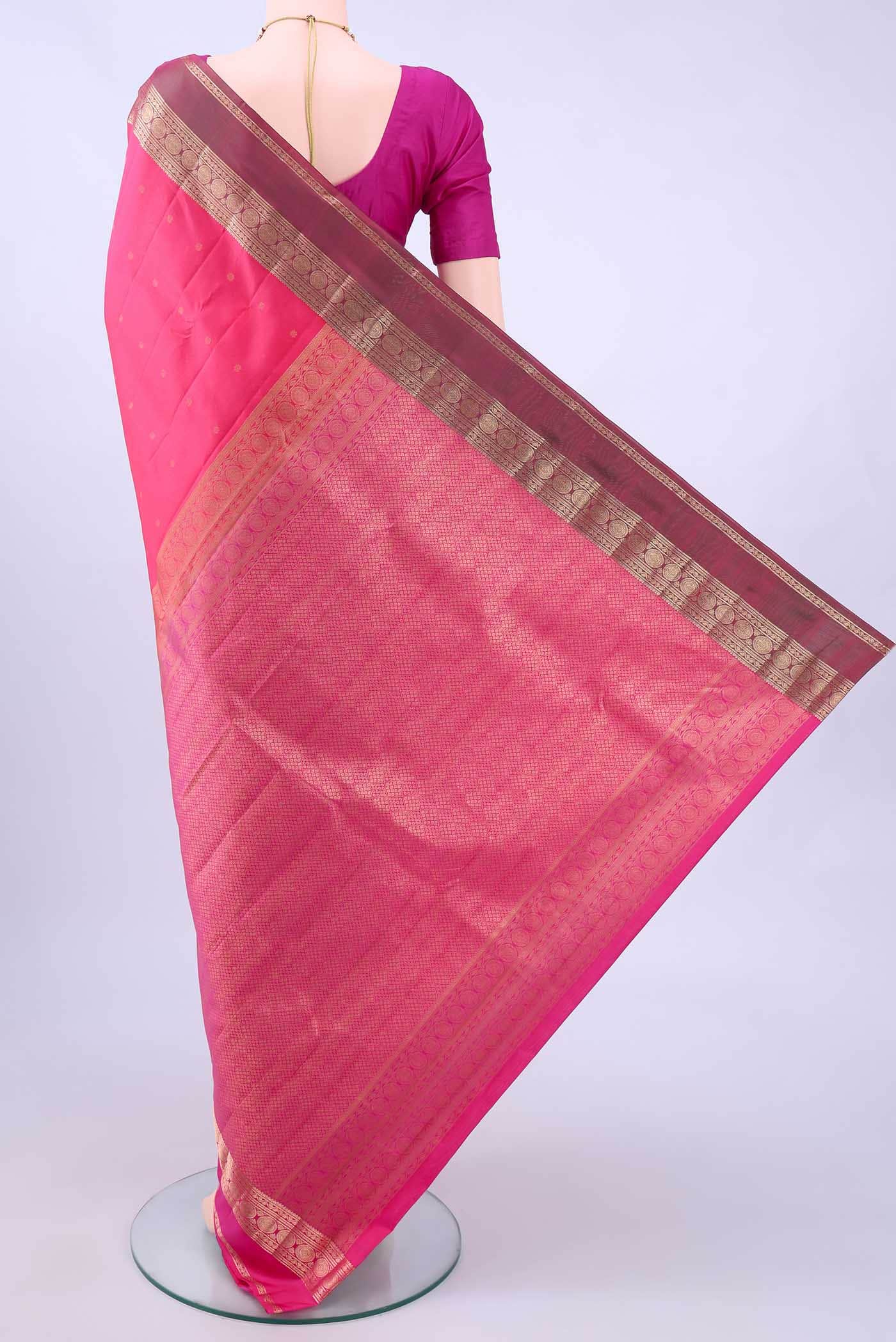 Dark Pink Dual Tone Nangavalli Silk [ Salem ] Saree