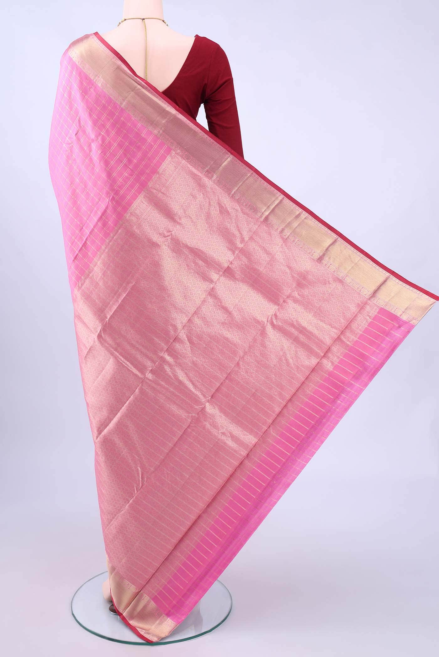 Rose pink Dual Tone Nangavalli Silk [ Salem ] Saree