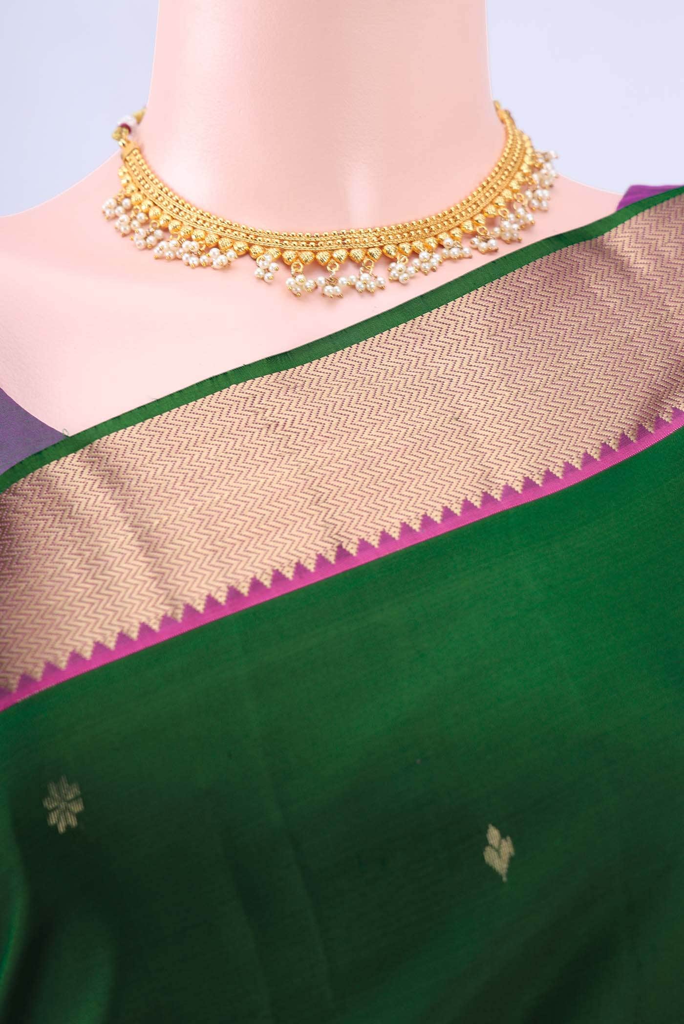Bottle Green Nangavalli Silk [ Salem ] Saree