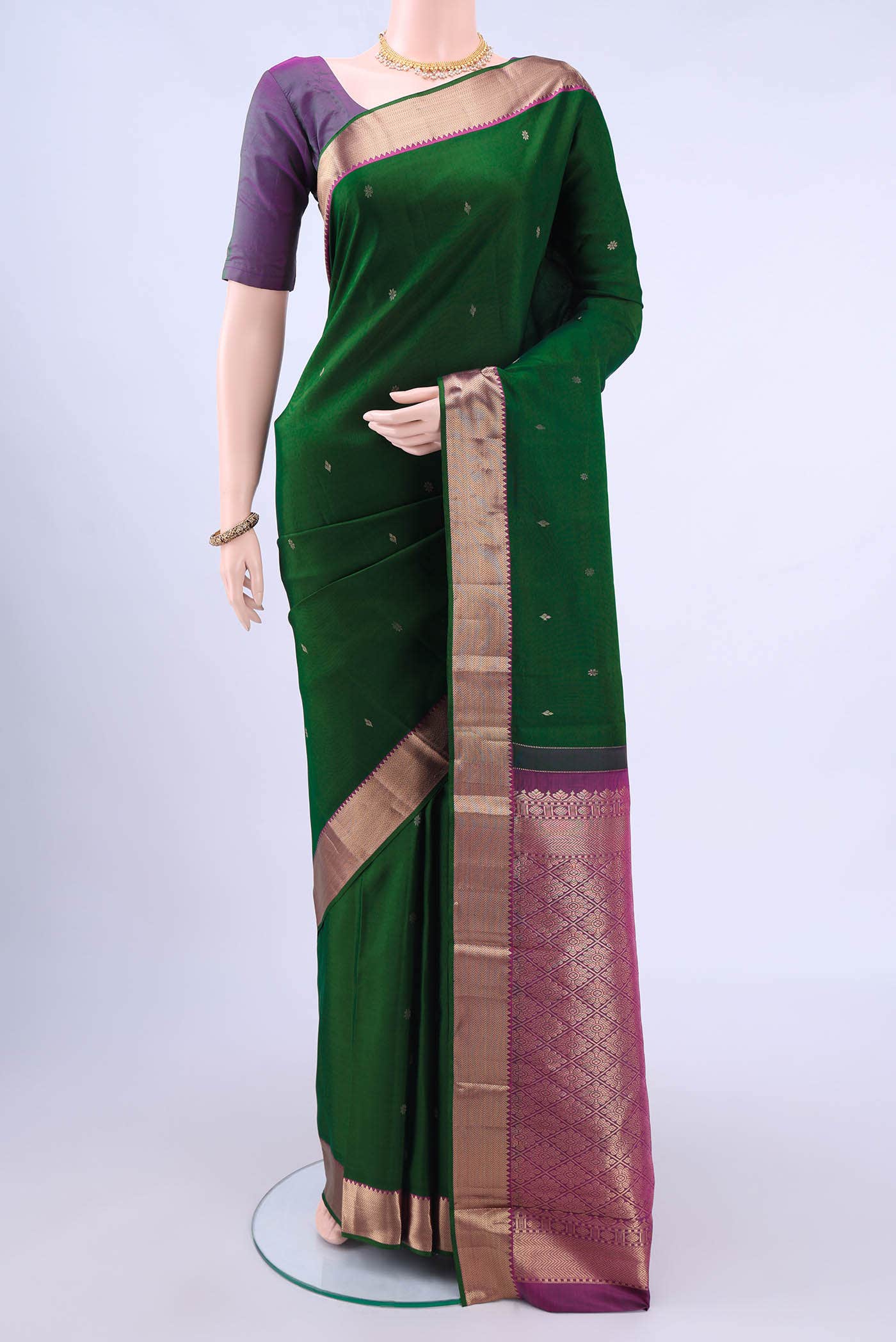 Bottle Green Nangavalli Silk [ Salem ] Saree