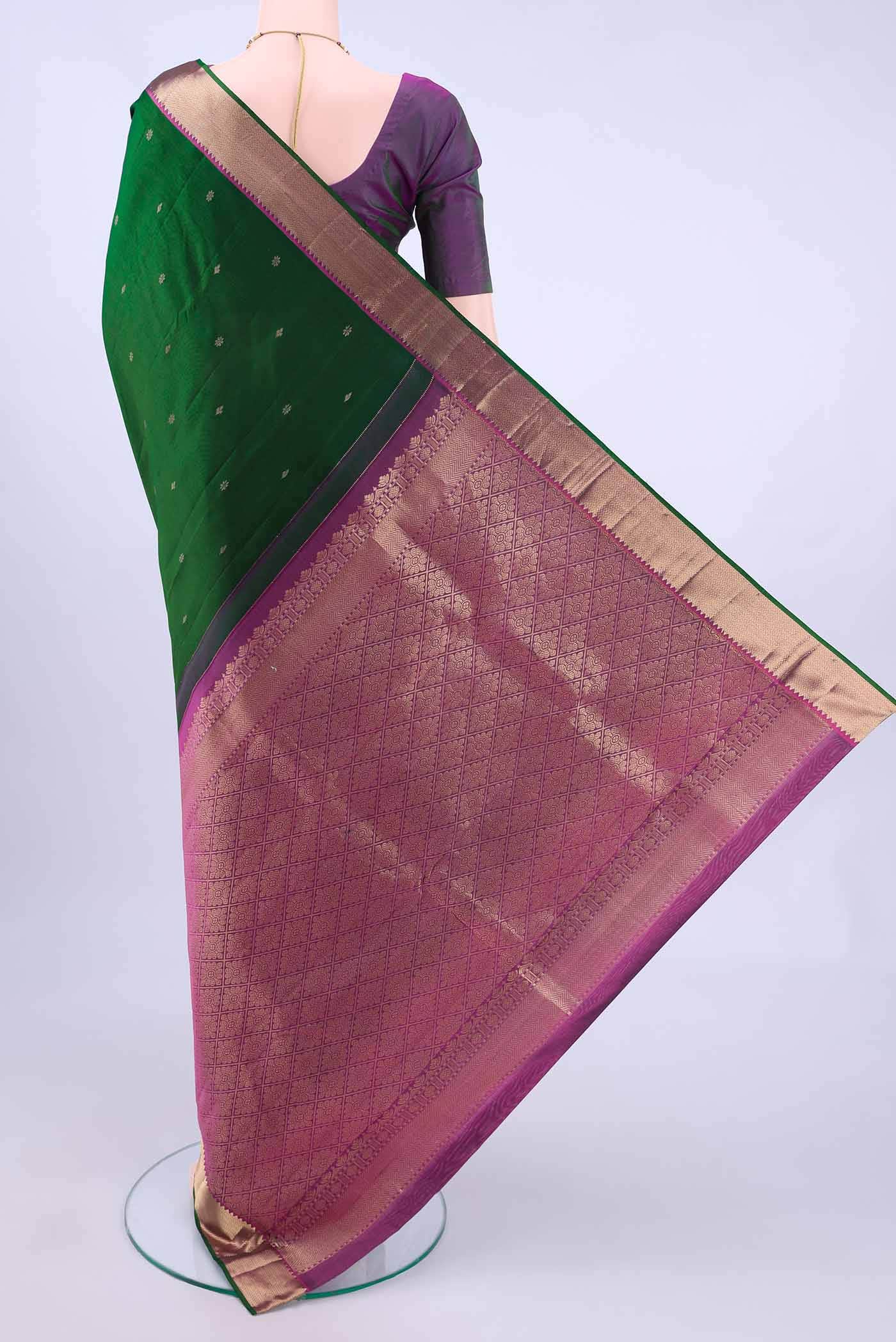 Bottle Green Nangavalli Silk [ Salem ] Saree