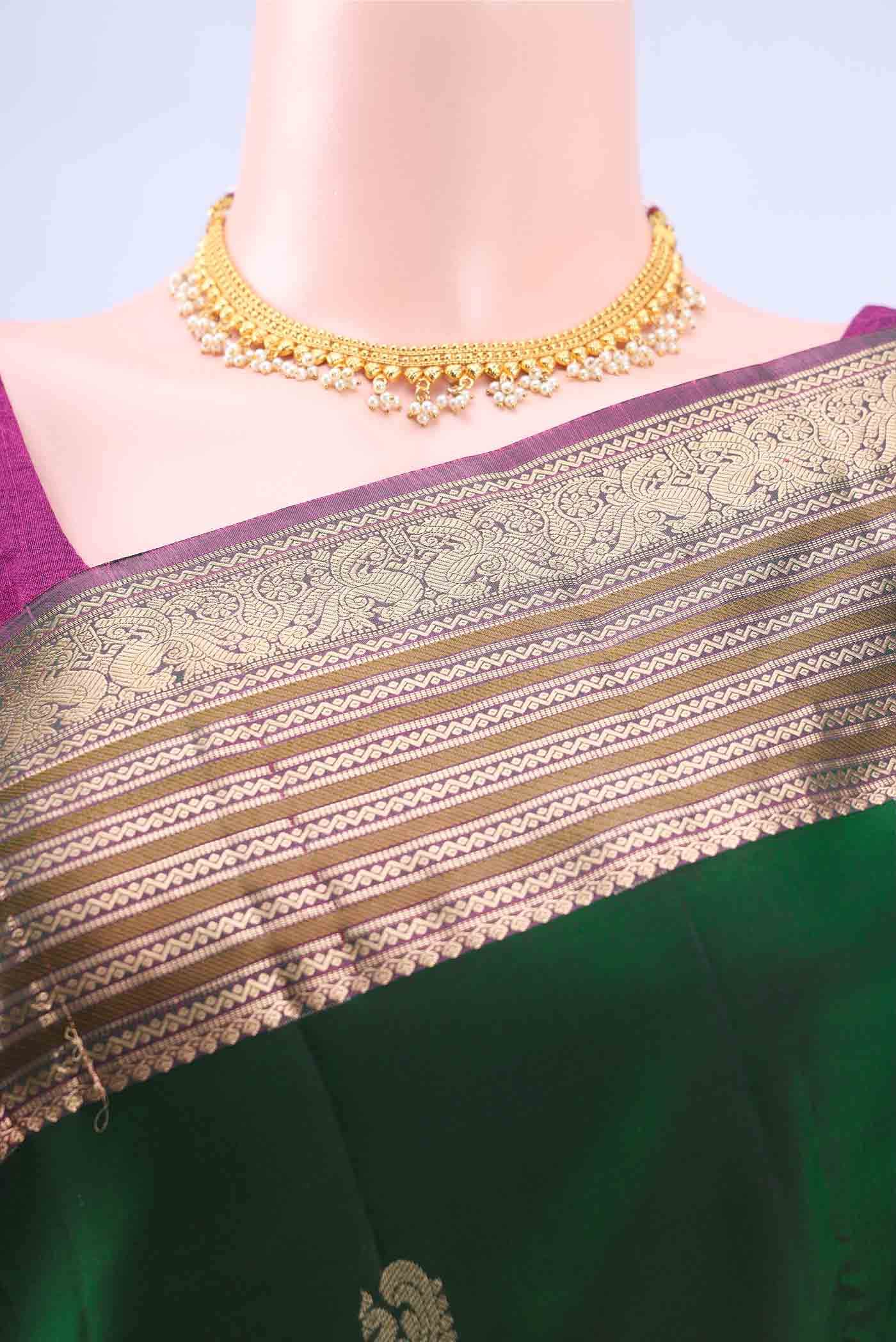 Bottle Green Nangavalli Silk [ Salem ] Saree