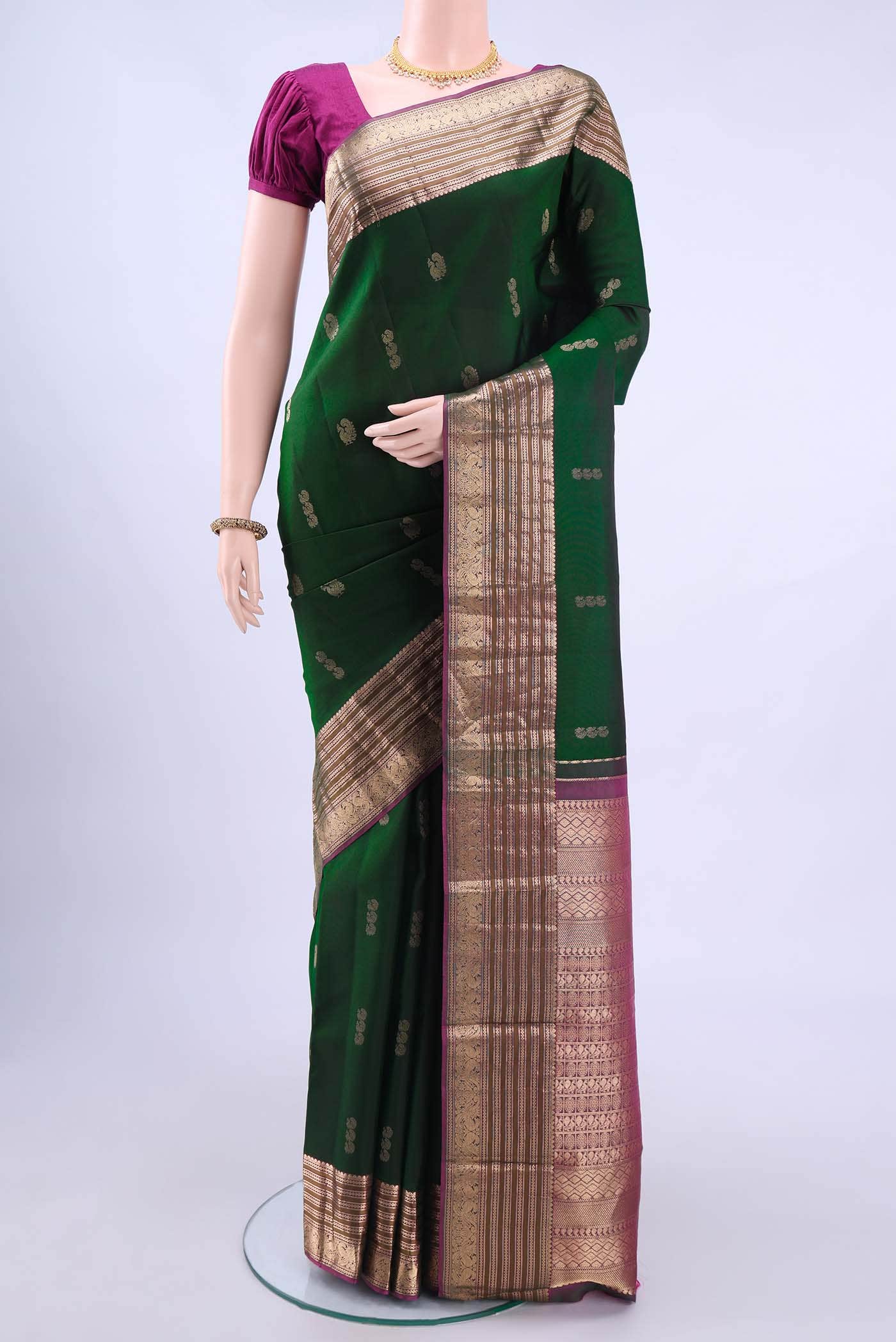Bottle Green Nangavalli Silk [ Salem ] Saree