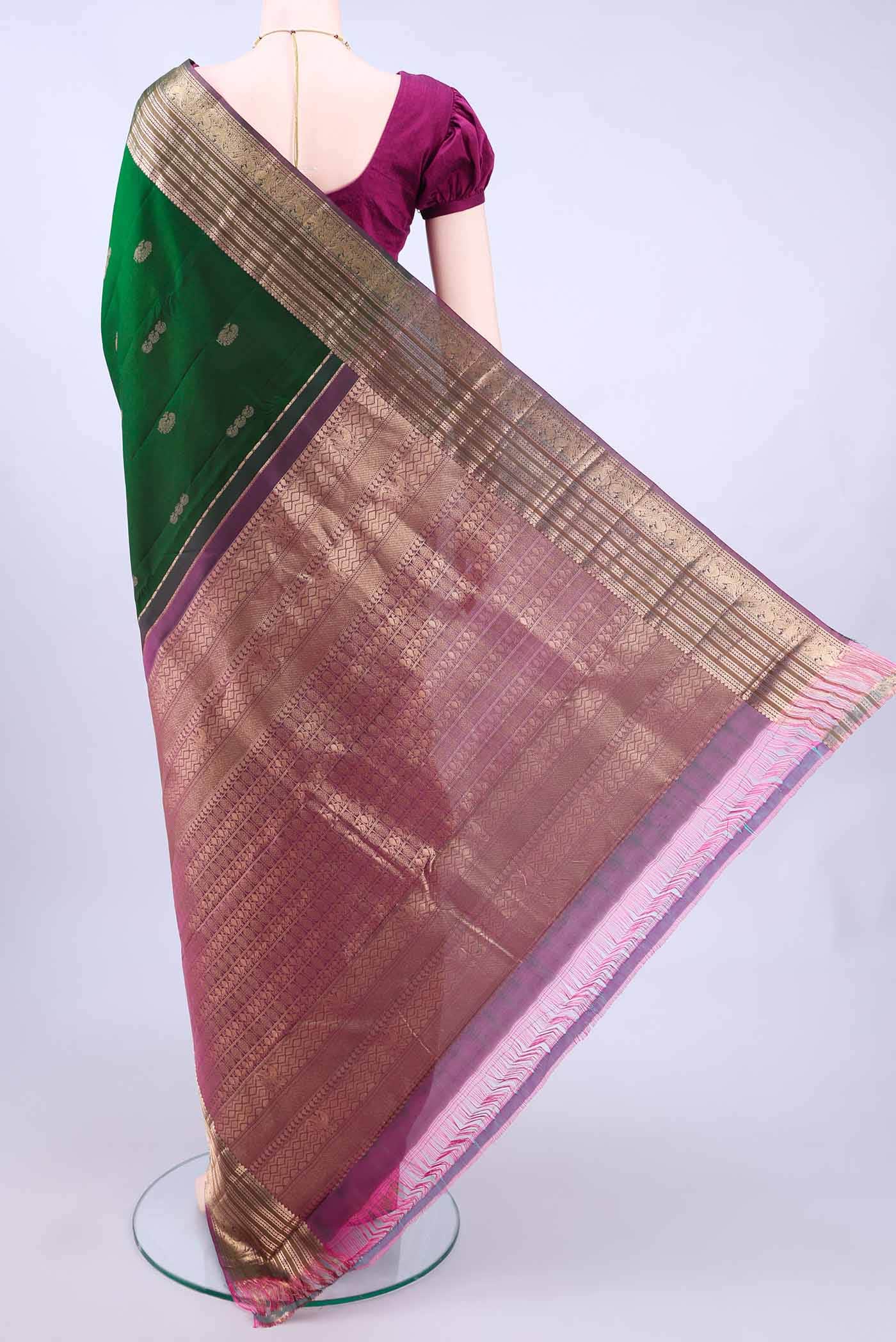 Bottle Green Nangavalli Silk [ Salem ] Saree