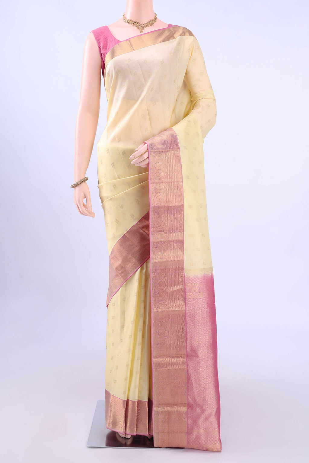 Cream Nangavalli Silk [ Salem ] Saree