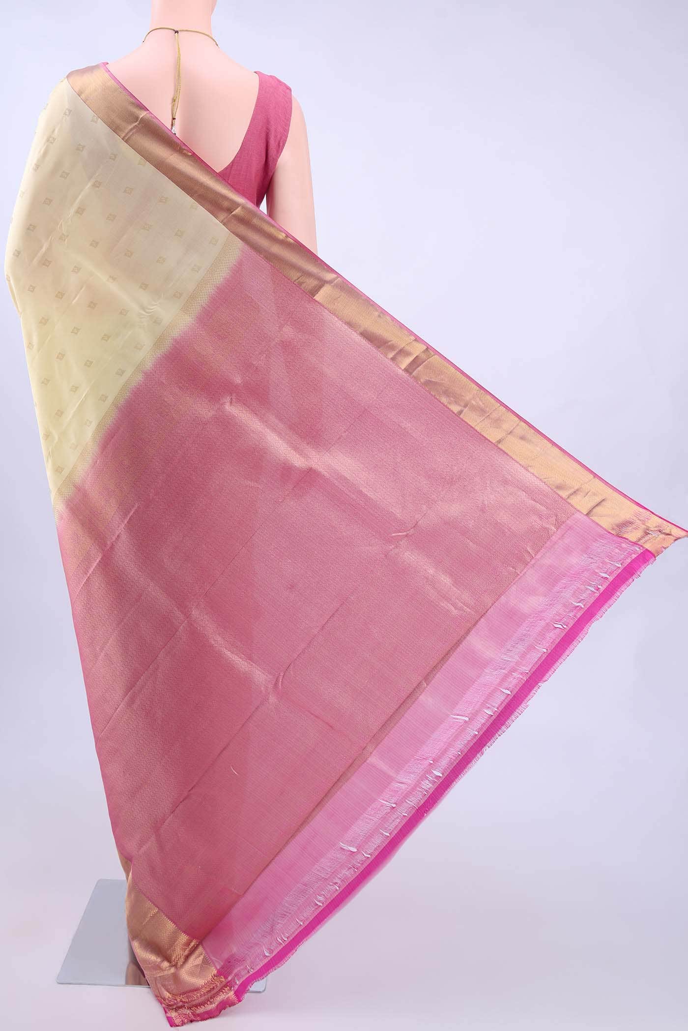 Cream Nangavalli Silk [ Salem ] Saree