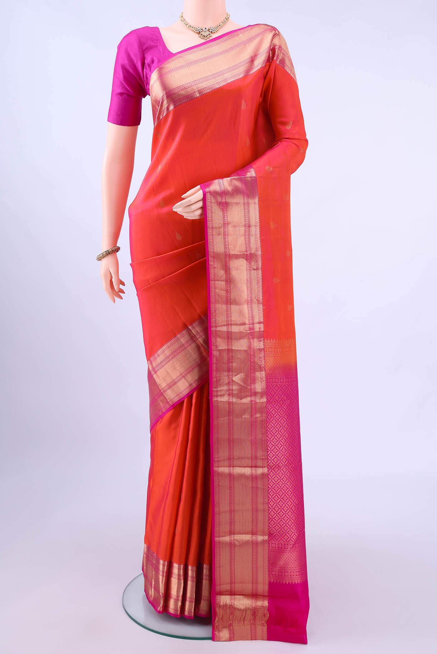 Brick Orange Nangavalli Silk [ Salem ] Saree