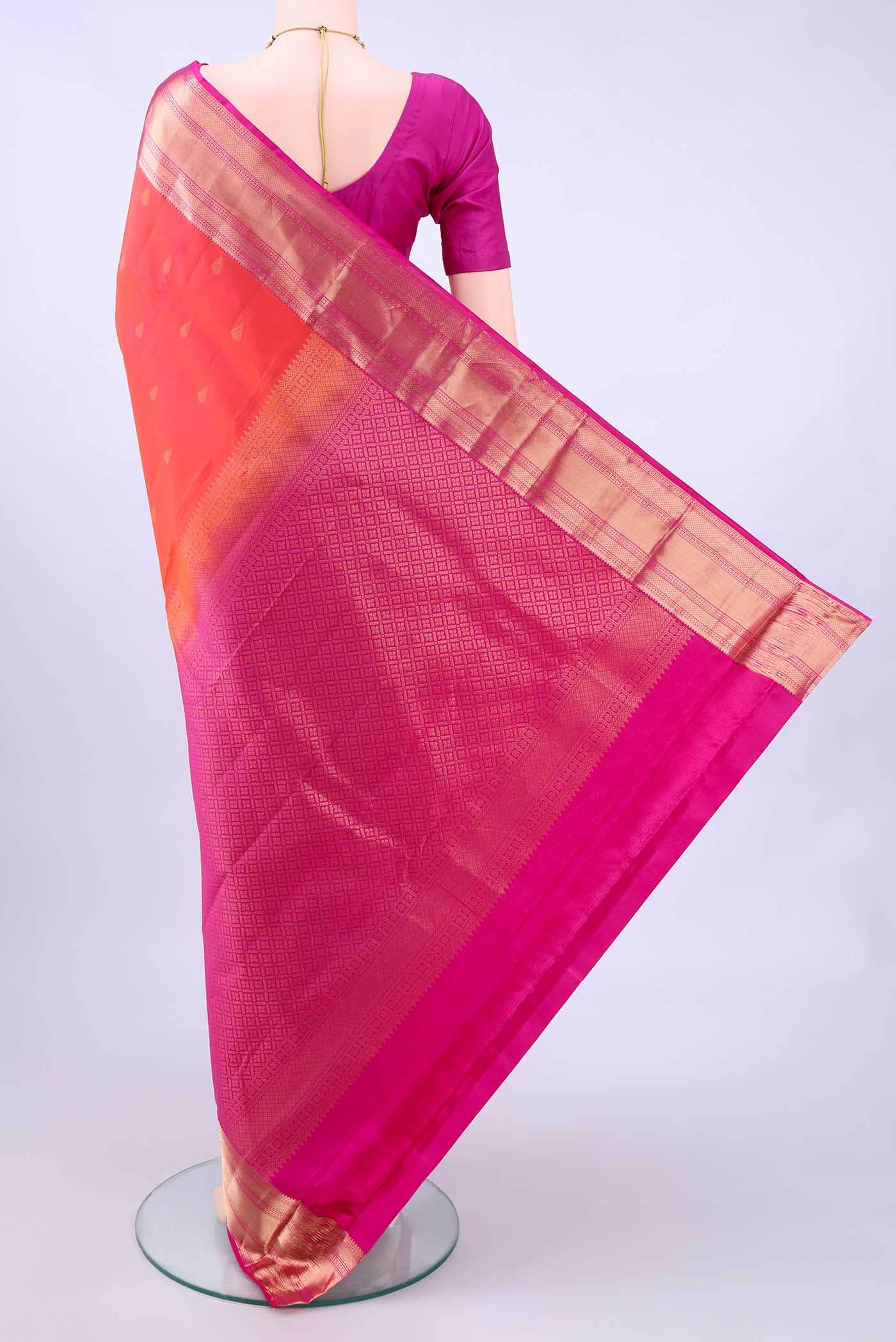 Brick Orange Nangavalli Silk [ Salem ] Saree