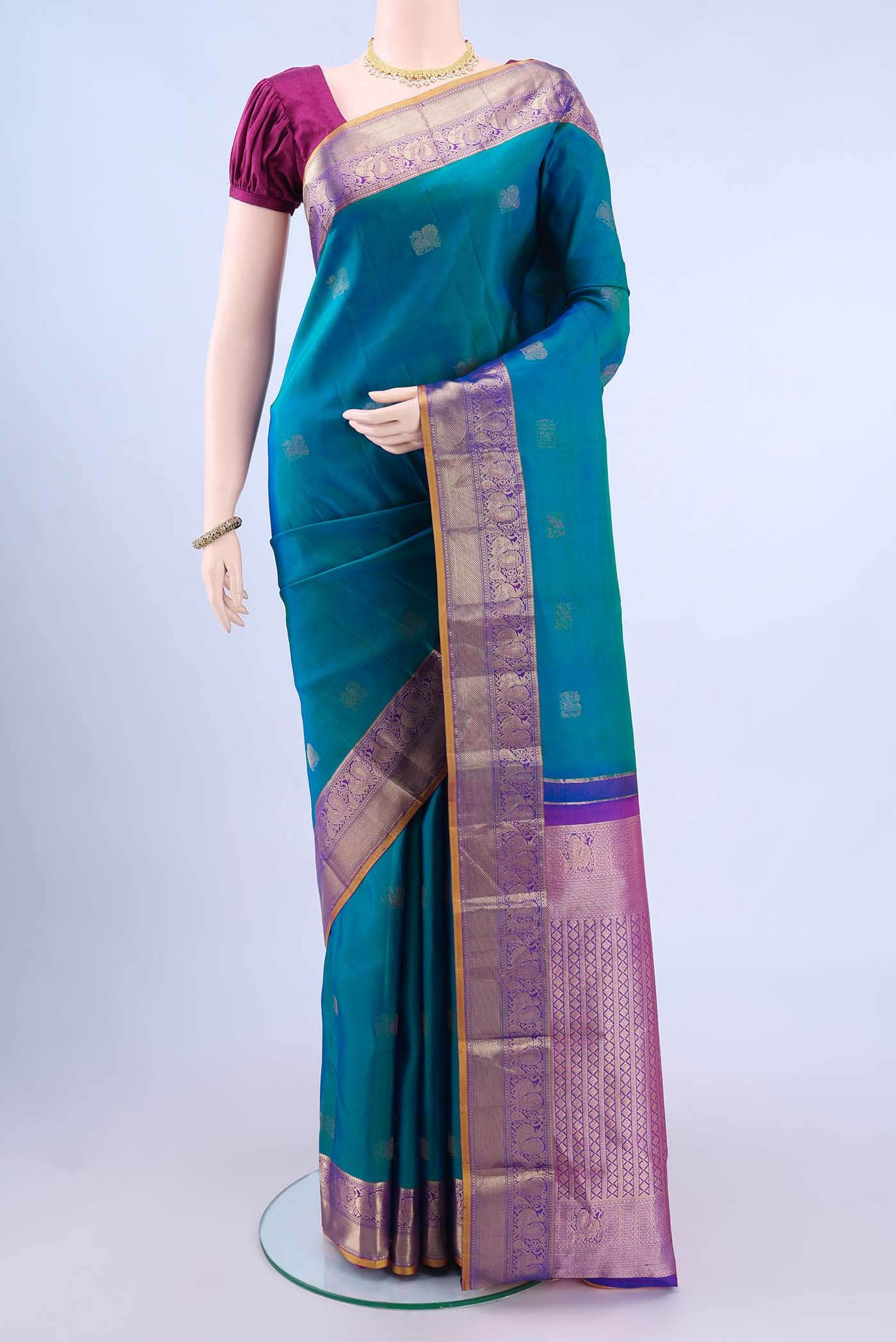 Dark Blue Dual Tone Nangavalli Silk [ Salem ] Saree