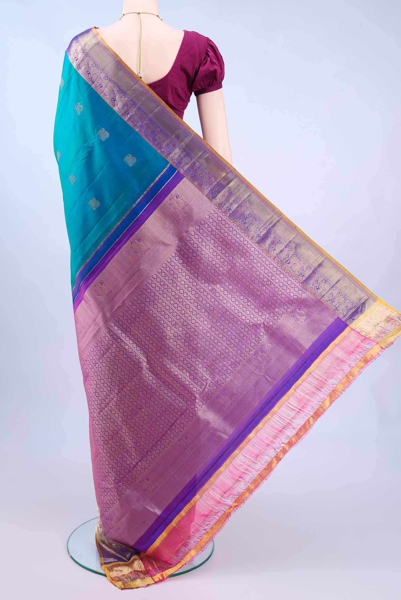Dark Blue Dual Tone Nangavalli Silk [ Salem ] Saree