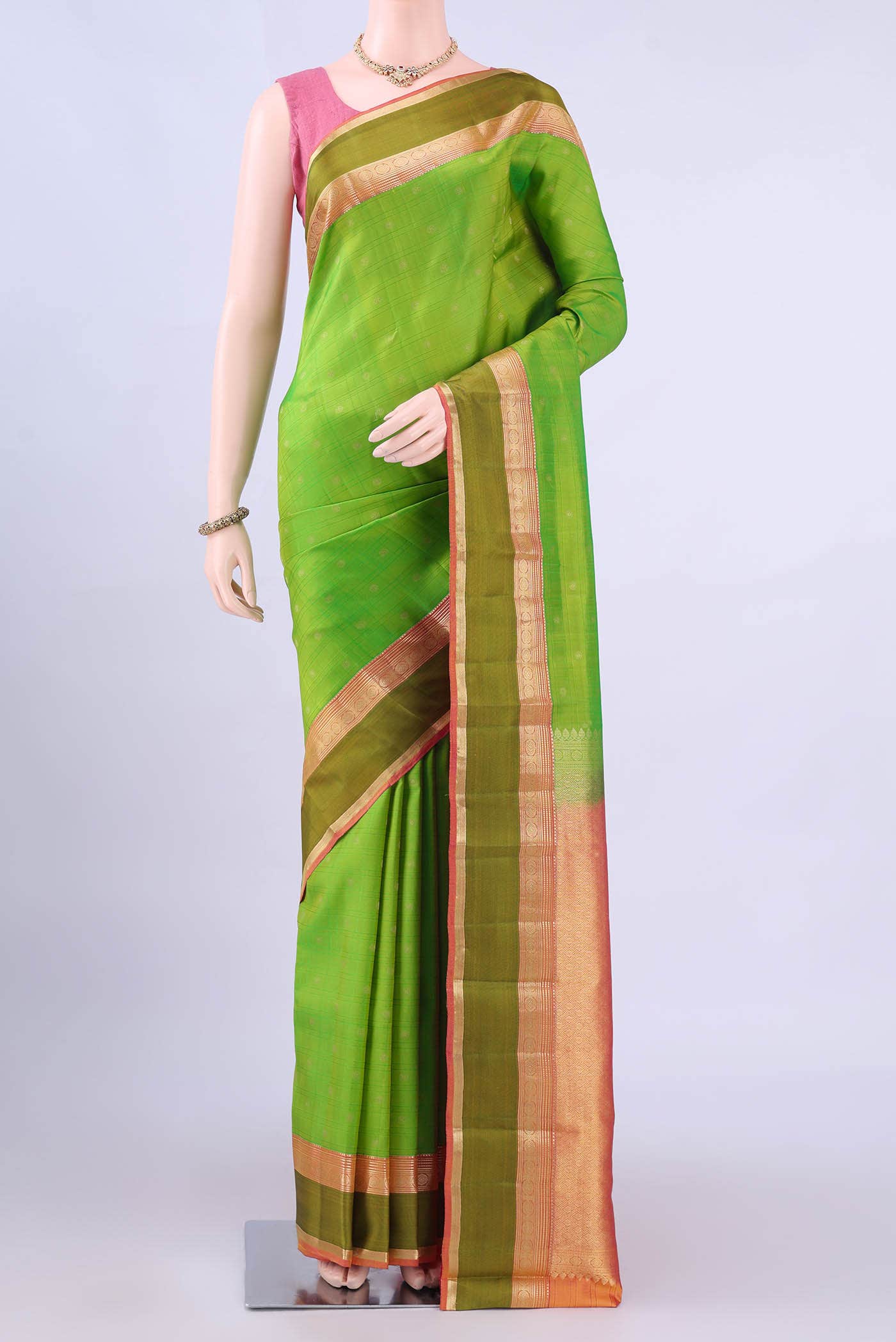 Parrot Green Nangavalli Silk [ Salem ] Saree