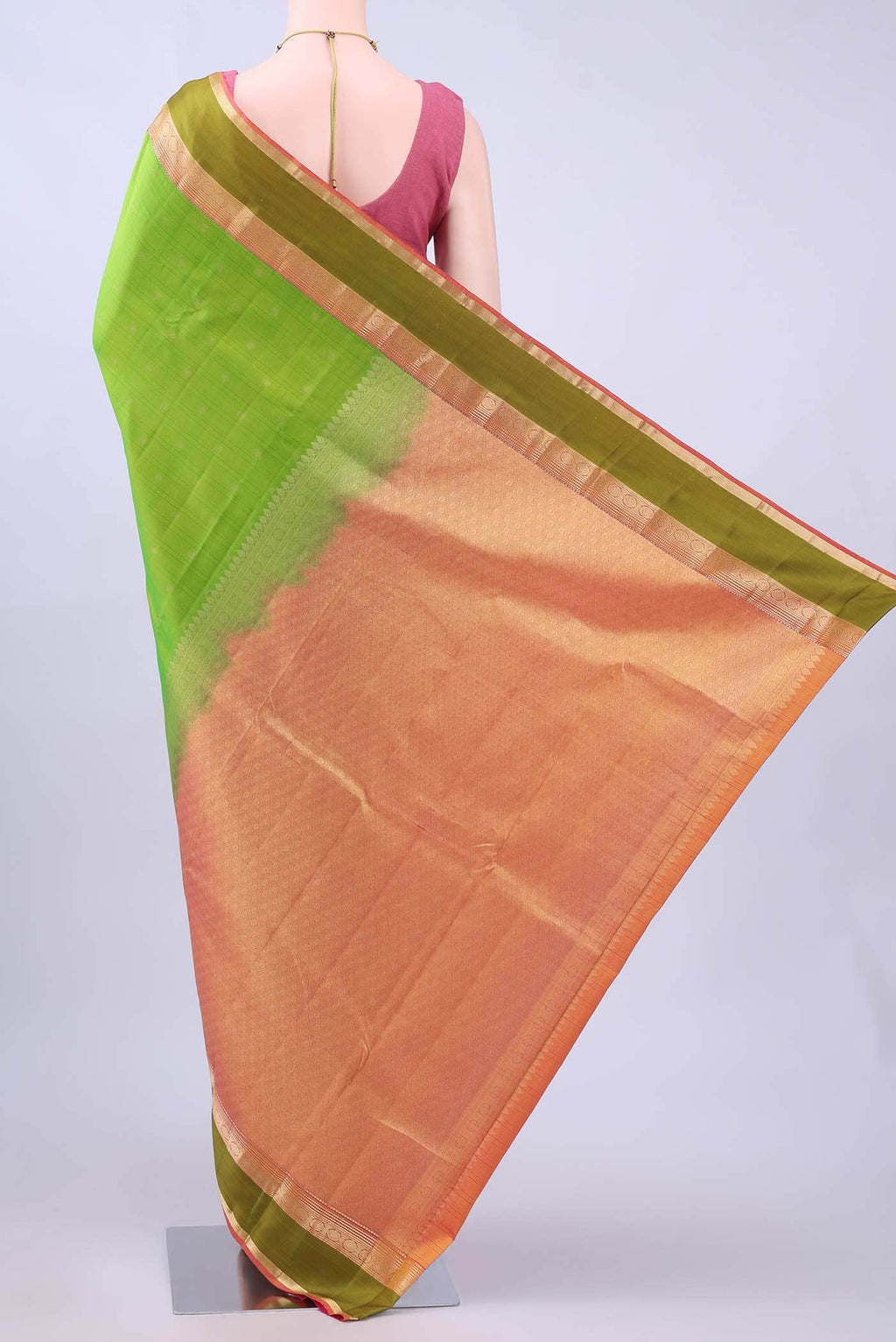 Parrot Green Nangavalli Silk [ Salem ] Saree