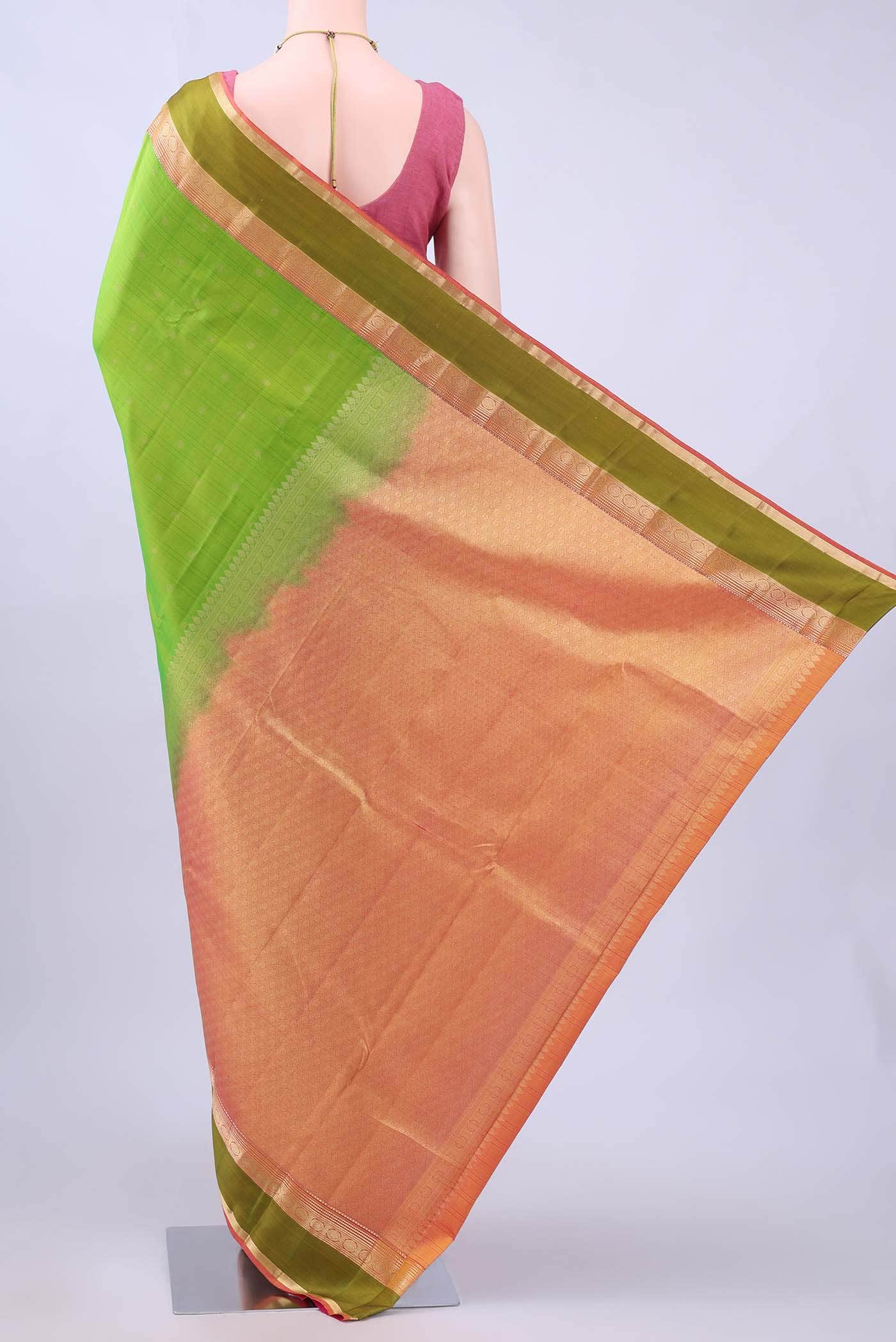 Parrot Green Nangavalli Silk [ Salem ] Saree