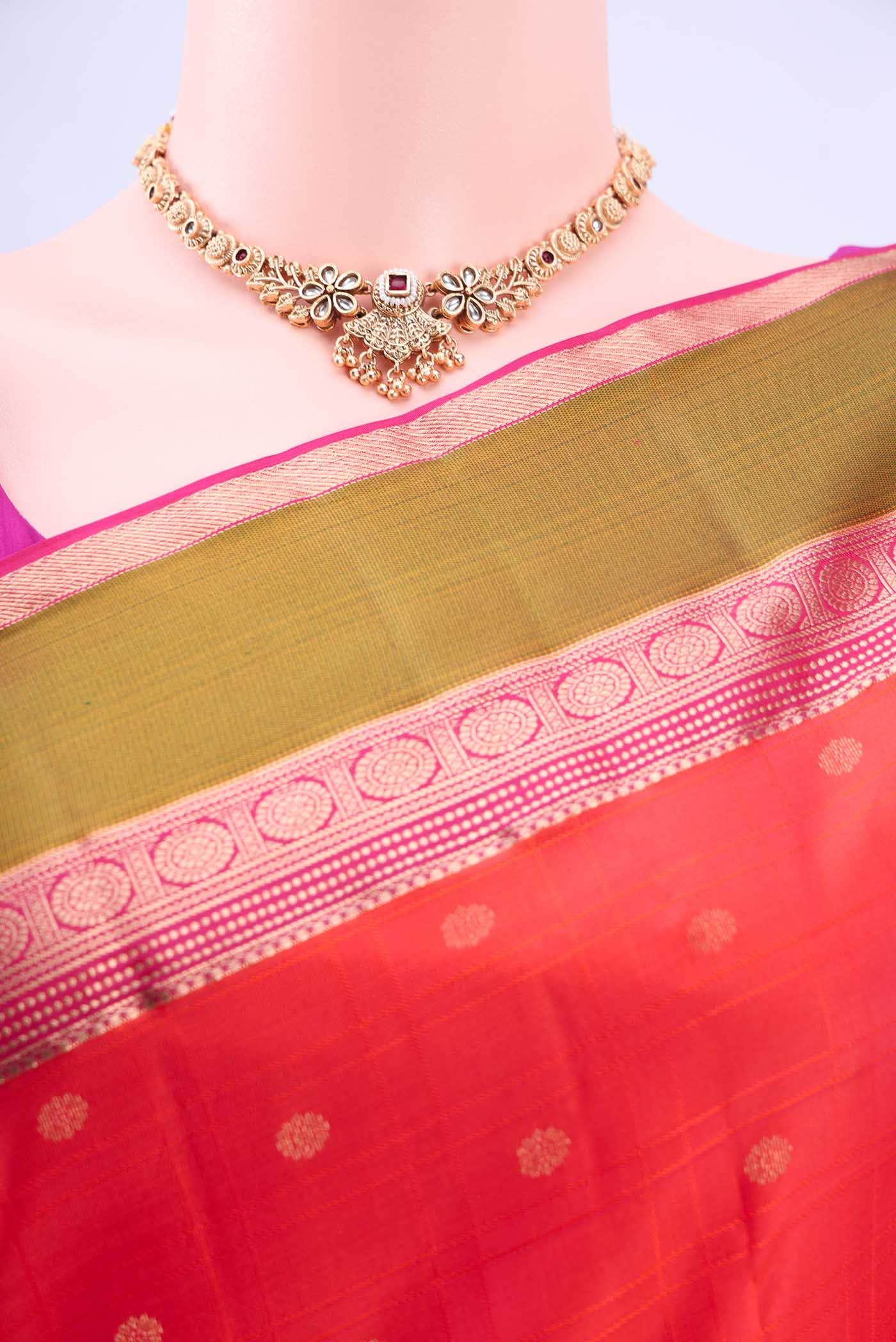 Brick Orange Nangavalli Silk [ Salem ] Saree