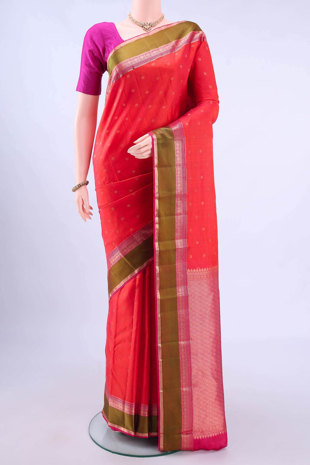 Brick Orange Nangavalli Silk [ Salem ] Saree