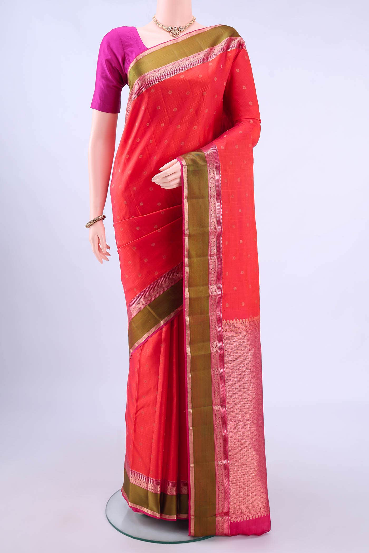 Brick Orange Nangavalli Silk [ Salem ] Saree