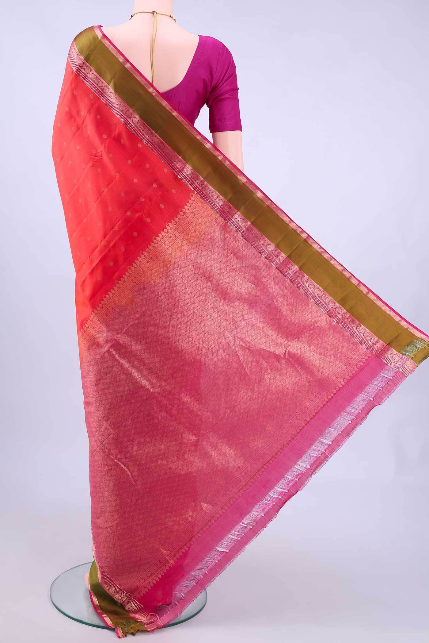 Brick Orange Nangavalli Silk [ Salem ] Saree