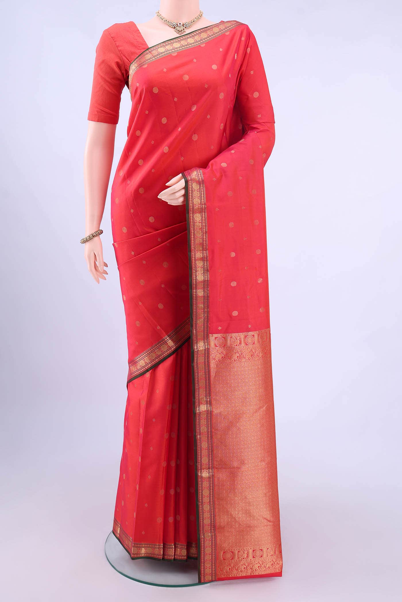 Imperial Red Nangavalli Silk [ Salem ] Saree