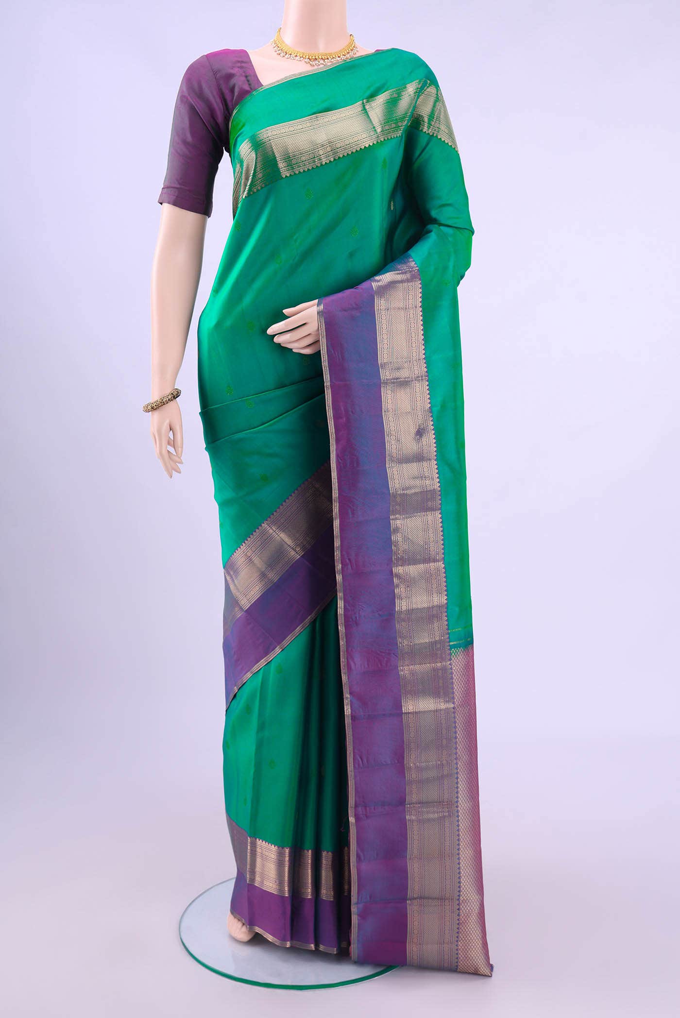 Sea Green Dual Tone Nangavalli Silk [ Salem ] Saree