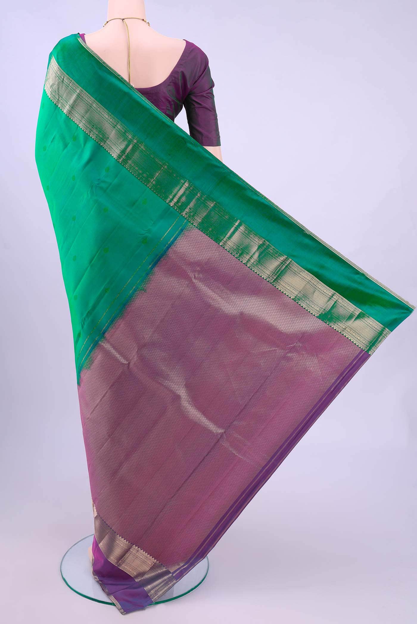 Sea Green Dual Tone Nangavalli Silk [ Salem ] Saree