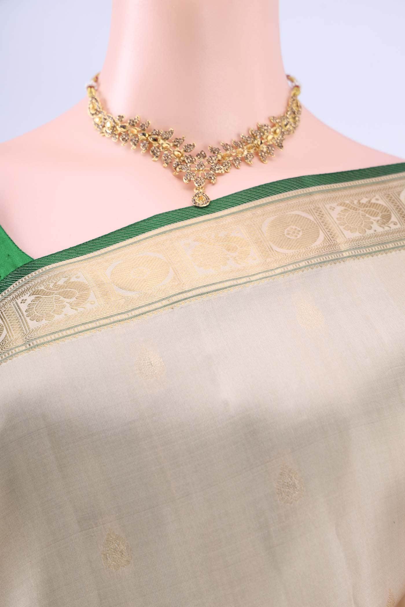 Cream Nangavalli Silk [ Salem ] Saree