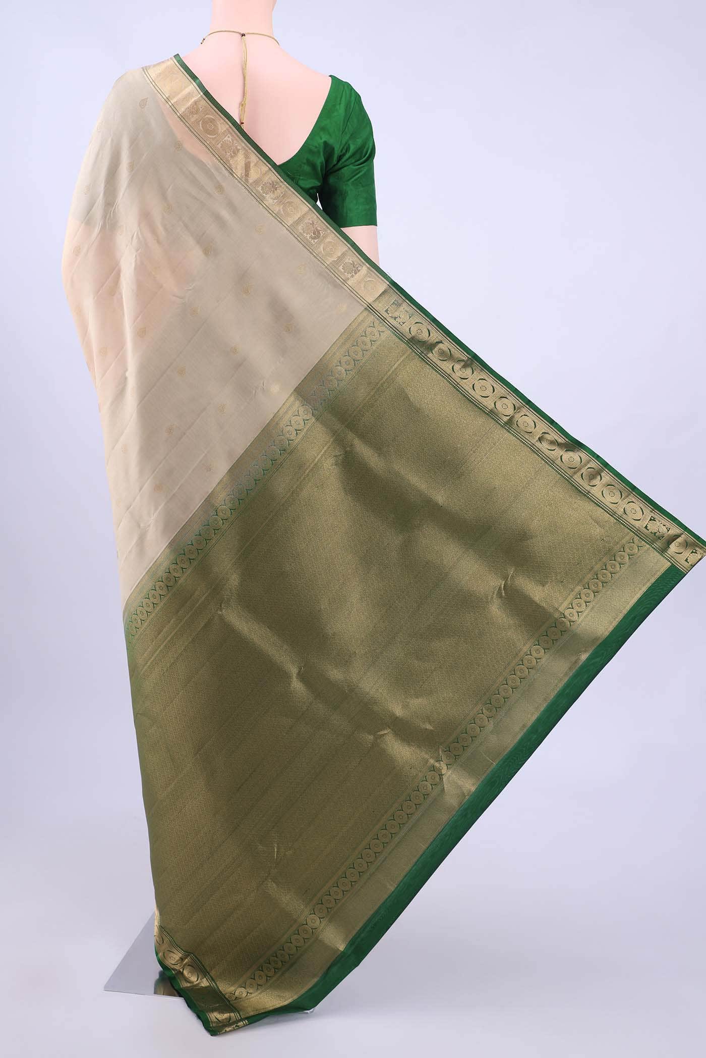 Cream Nangavalli Silk [ Salem ] Saree
