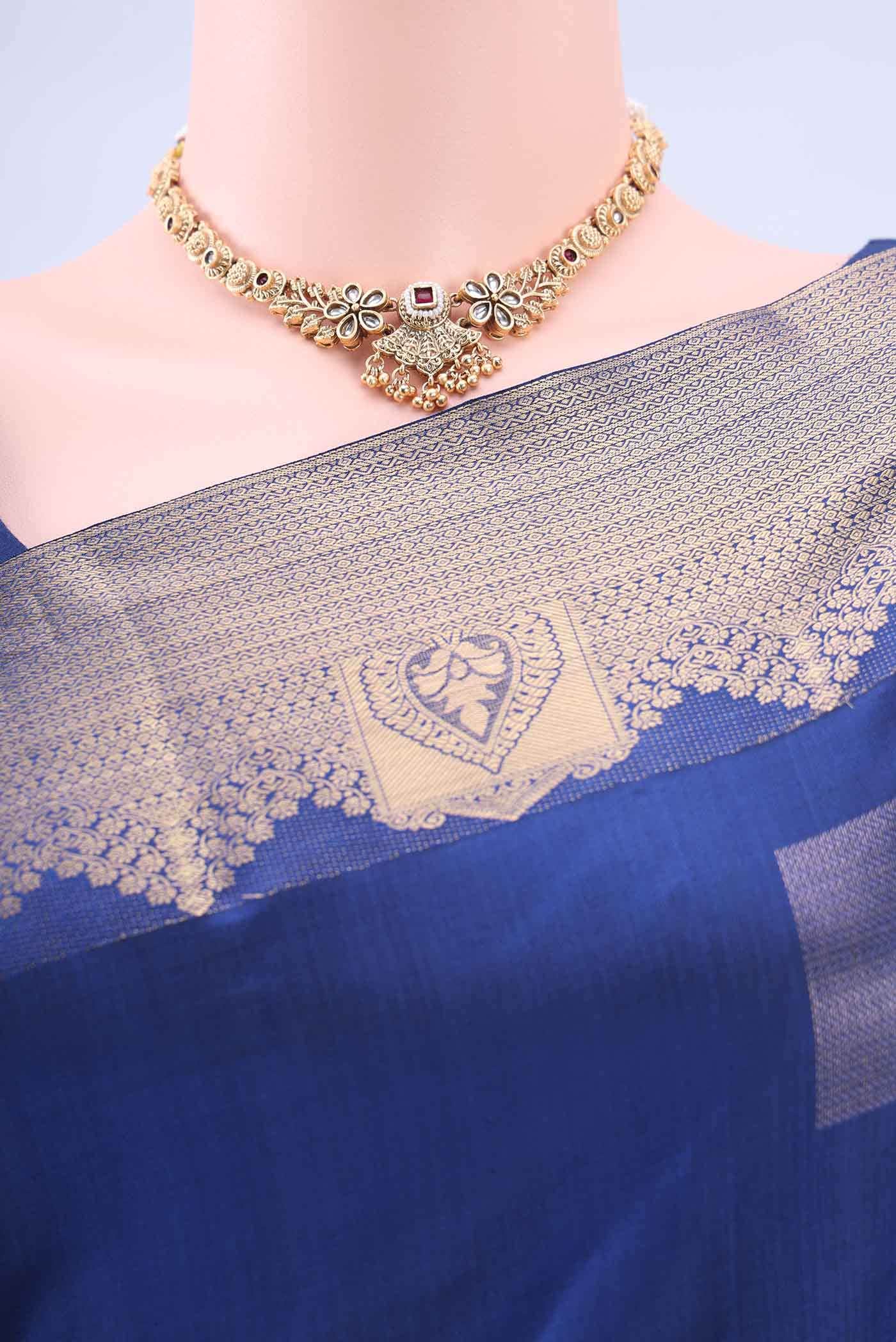 Navy Blue Nangavalli Silk [ Salem ] Saree