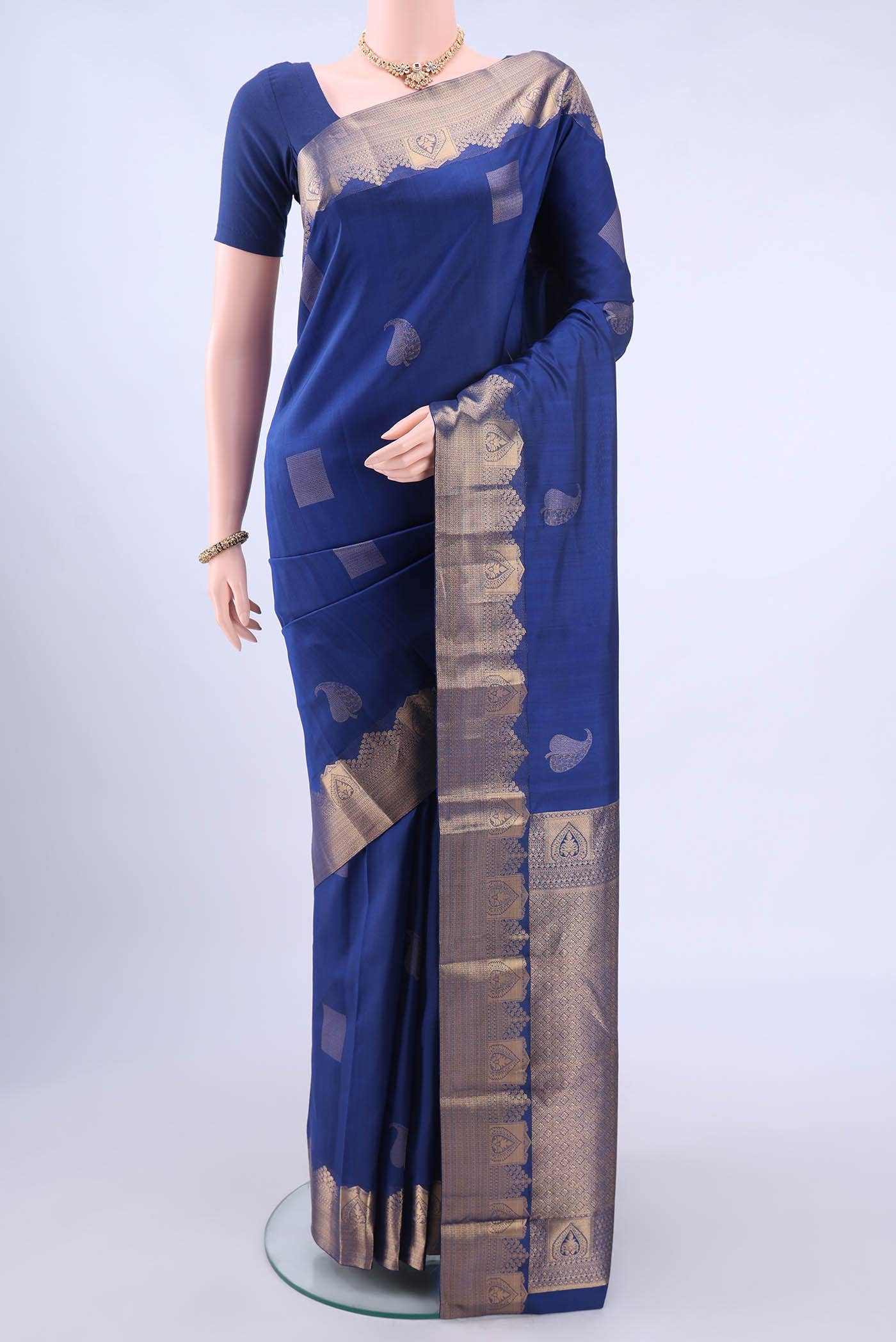 Navy Blue Nangavalli Silk [ Salem ] Saree