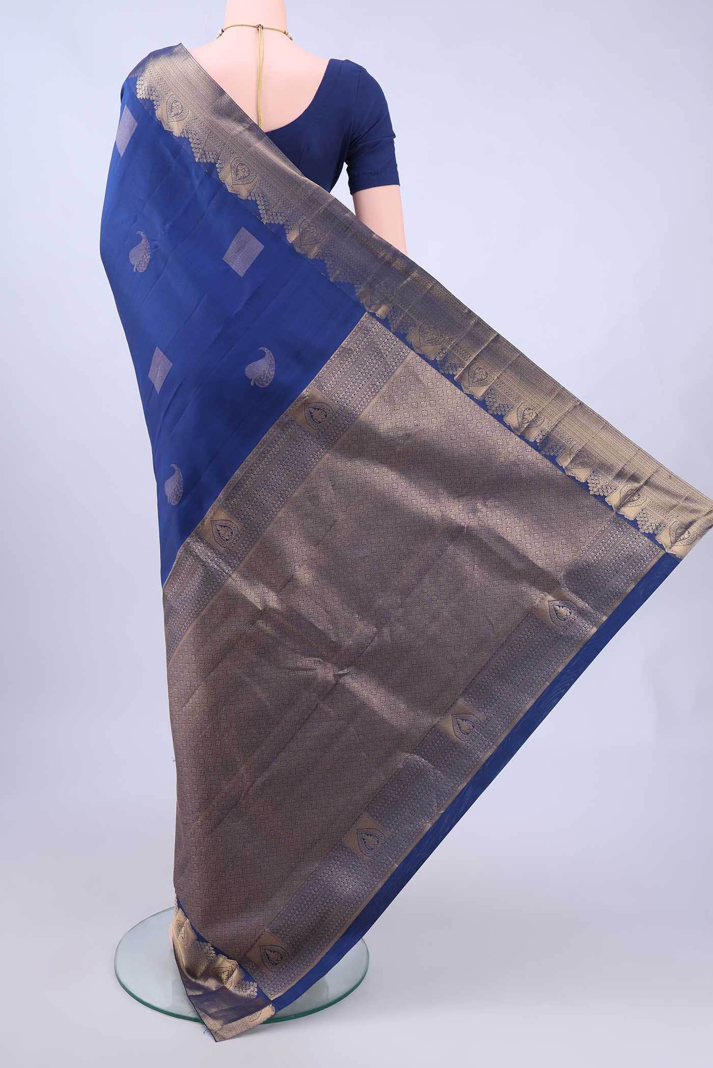 Navy Blue Nangavalli Silk [ Salem ] Saree