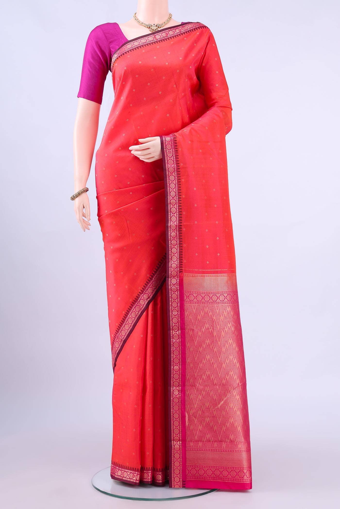 Brick Orange Nangavalli Silk [ Salem ] Saree