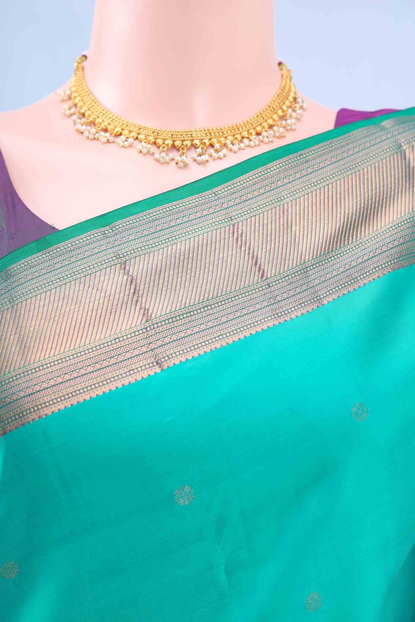 Turquoise Dual Tone Nangavalli Silk [ Salem ] Saree