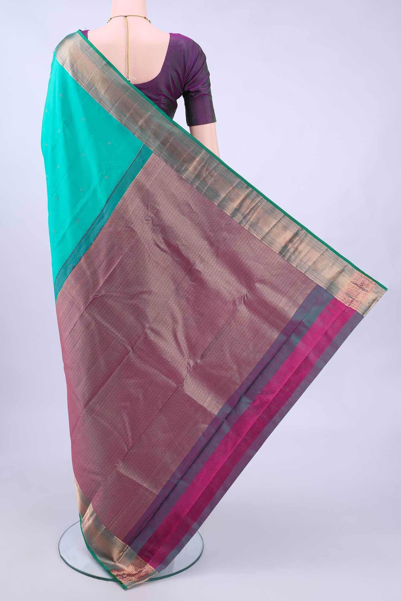 Turquoise Dual Tone Nangavalli Silk [ Salem ] Saree