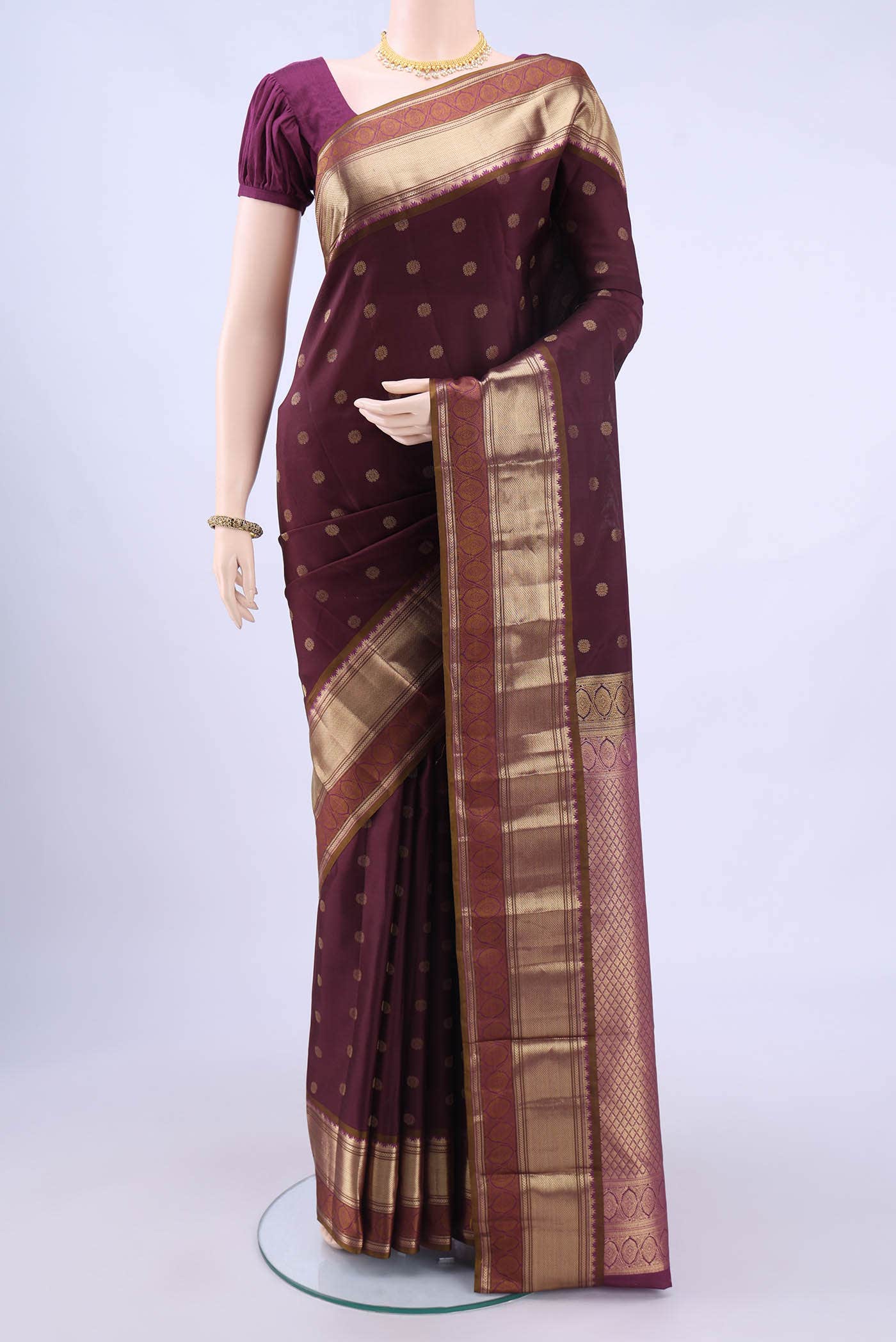 Brown Dual Tone Nangavalli Silk [ Salem ] Saree