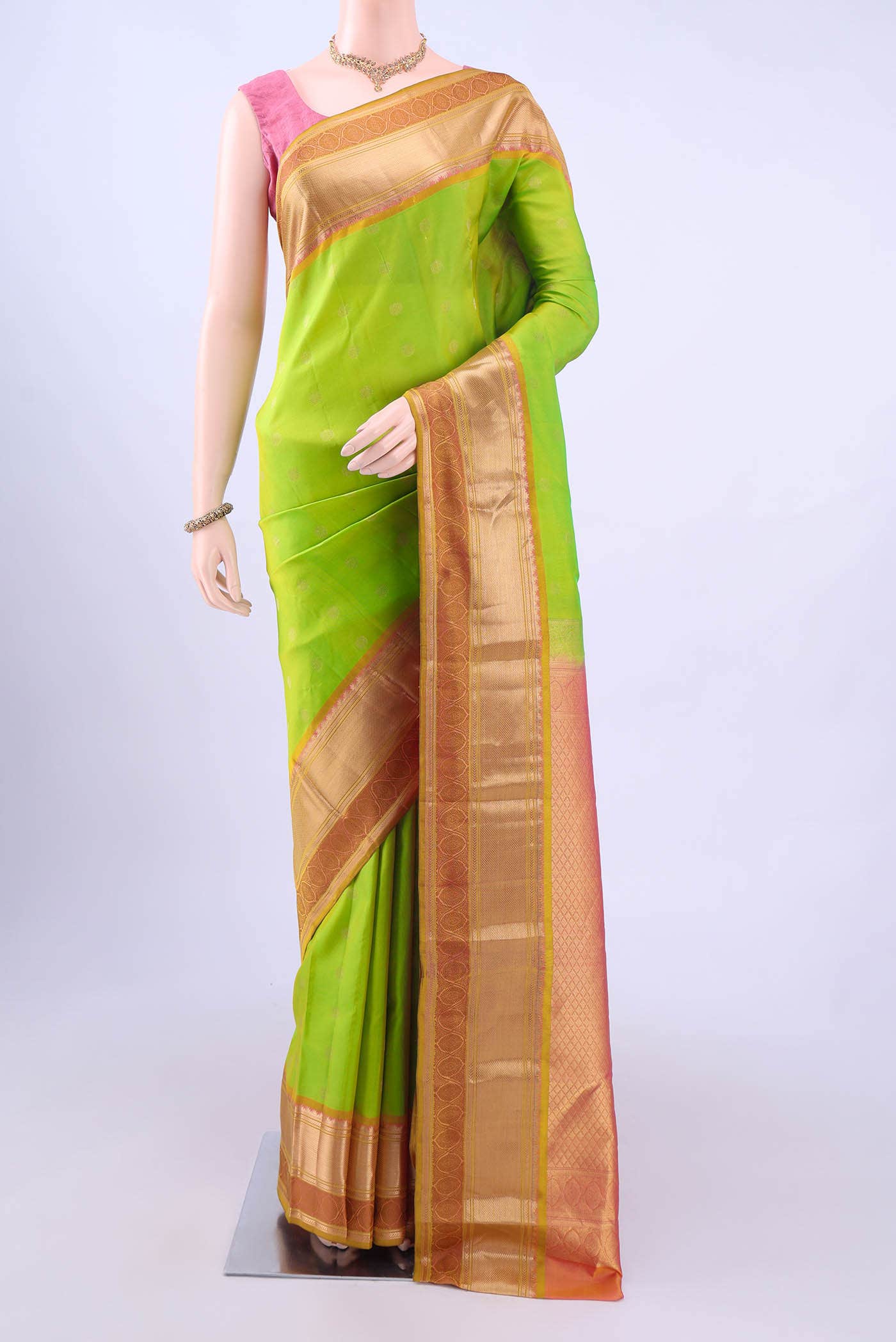 Parrot Green Nangavalli Silk [ Salem ] Saree